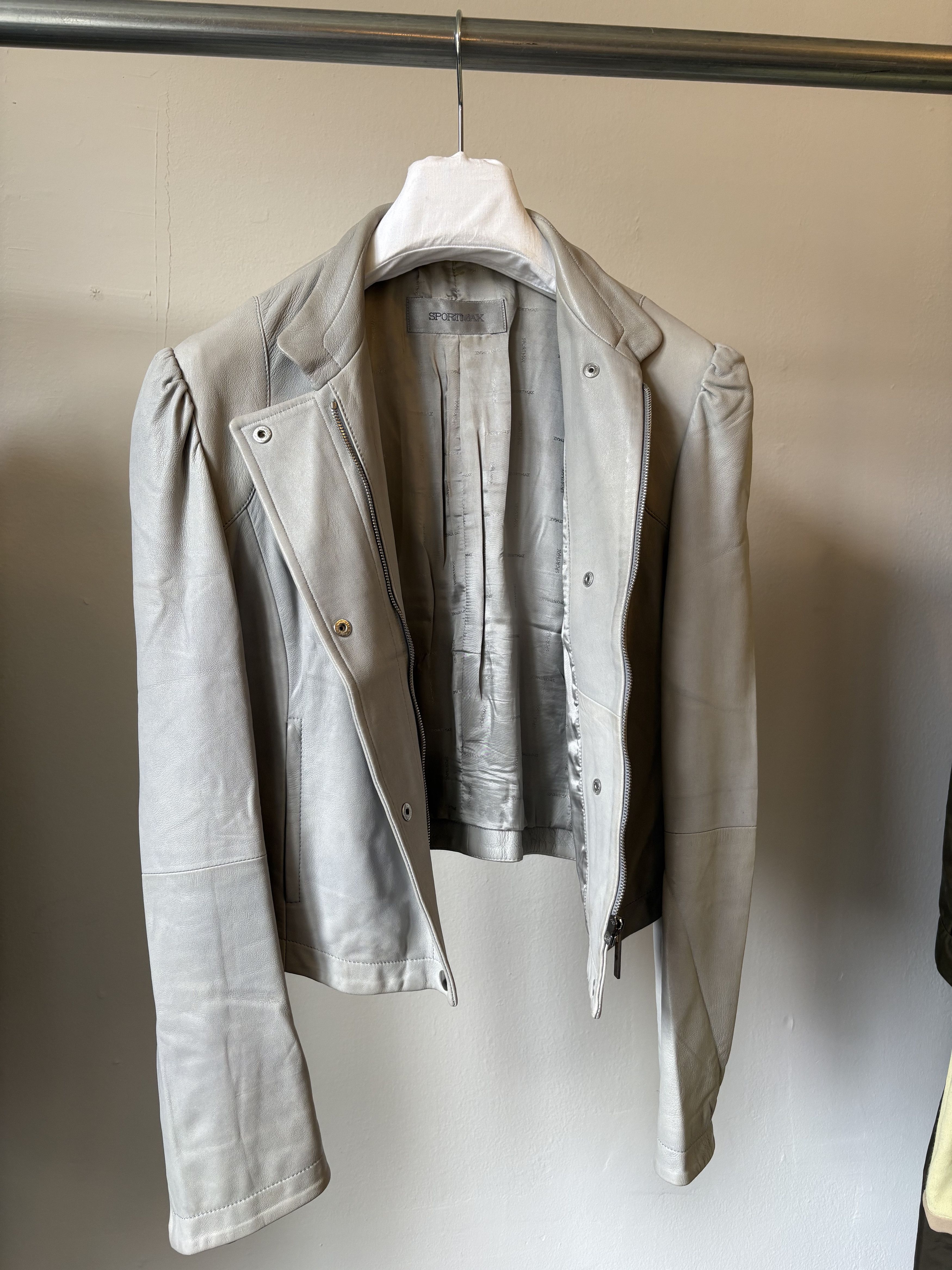Sportmax Light Blue Sportmax Leather Jacket Size M / US 6-8 / IT 42-44 - 4 Thumbnail