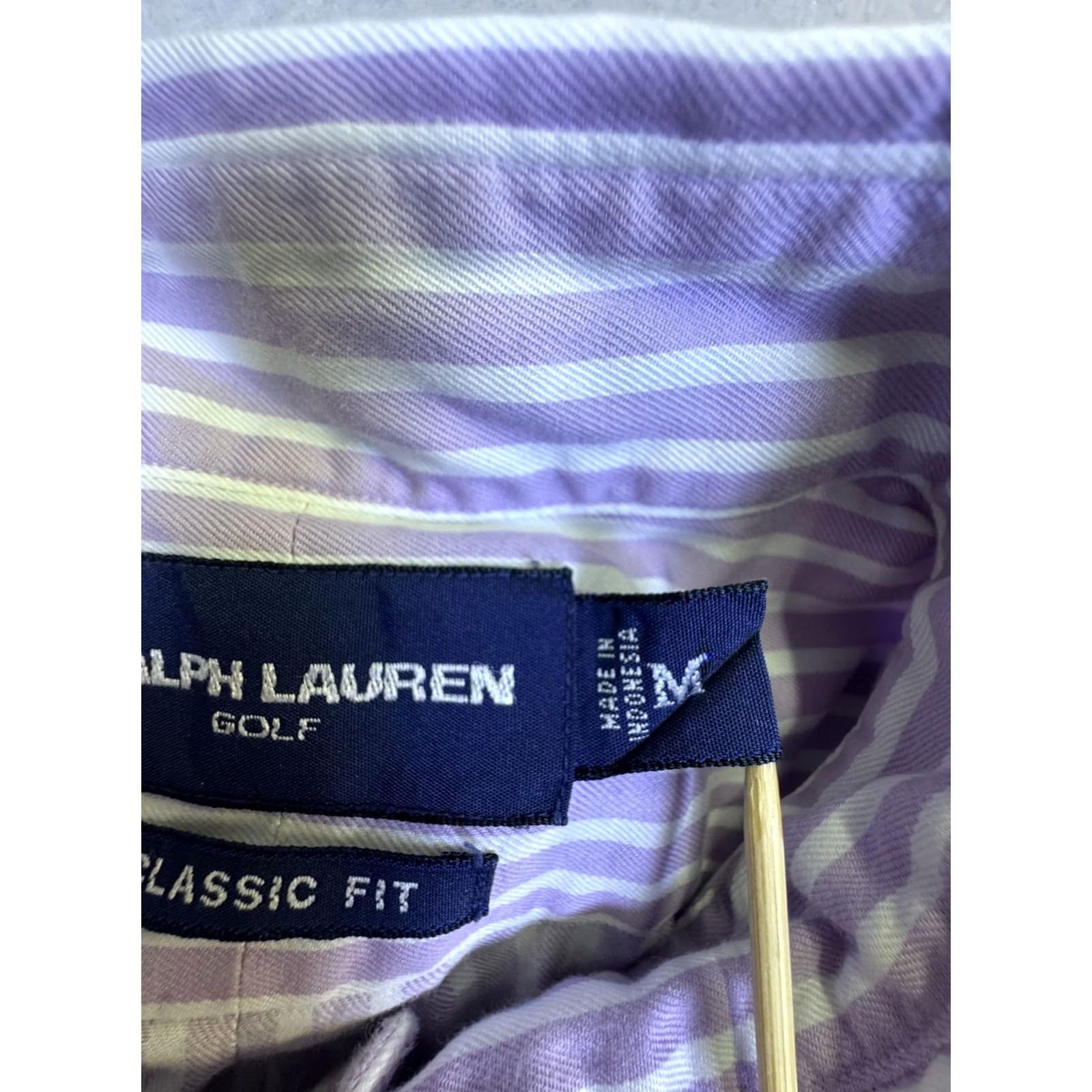 Ralph Lauren Ralph Lauren Golf Shirt Mens Medium Purple Stripe Button Down Long Sleeve Size US M / EU 48-50 / 2 - 6 Thumbnail