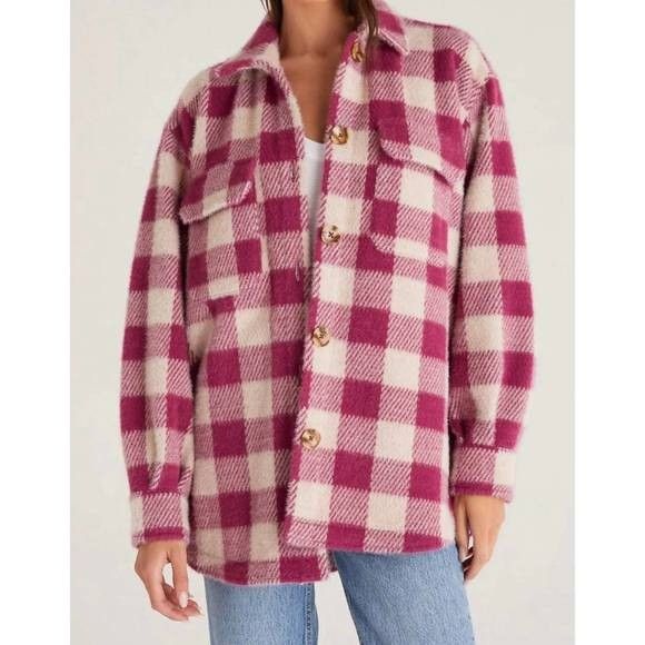 Z Supply Z Supply Plaid Check Tucker Super Soft & Cozy Berry Color Ja Size S / US 4 / IT 40 - 1 Thumbnail