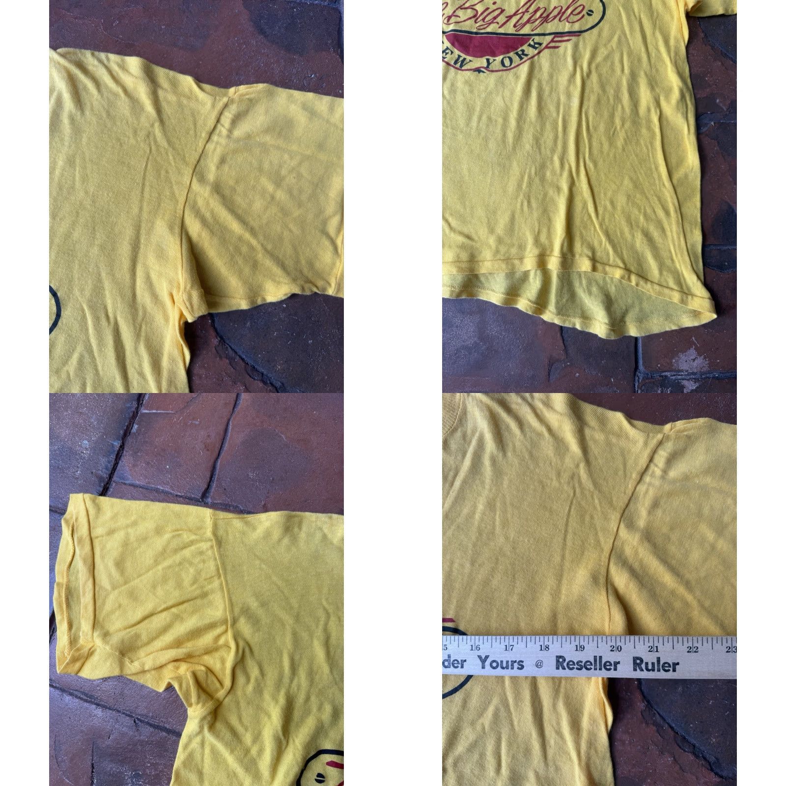 Apple VINTAGE New York City The Big Apple T-Shirt XL 50/50 Cotton Graphic Print Crew Neck Short Sleeve Men Yellow 70s 80s Size US XL / EU 56 / 4 - 8 Thumbnail