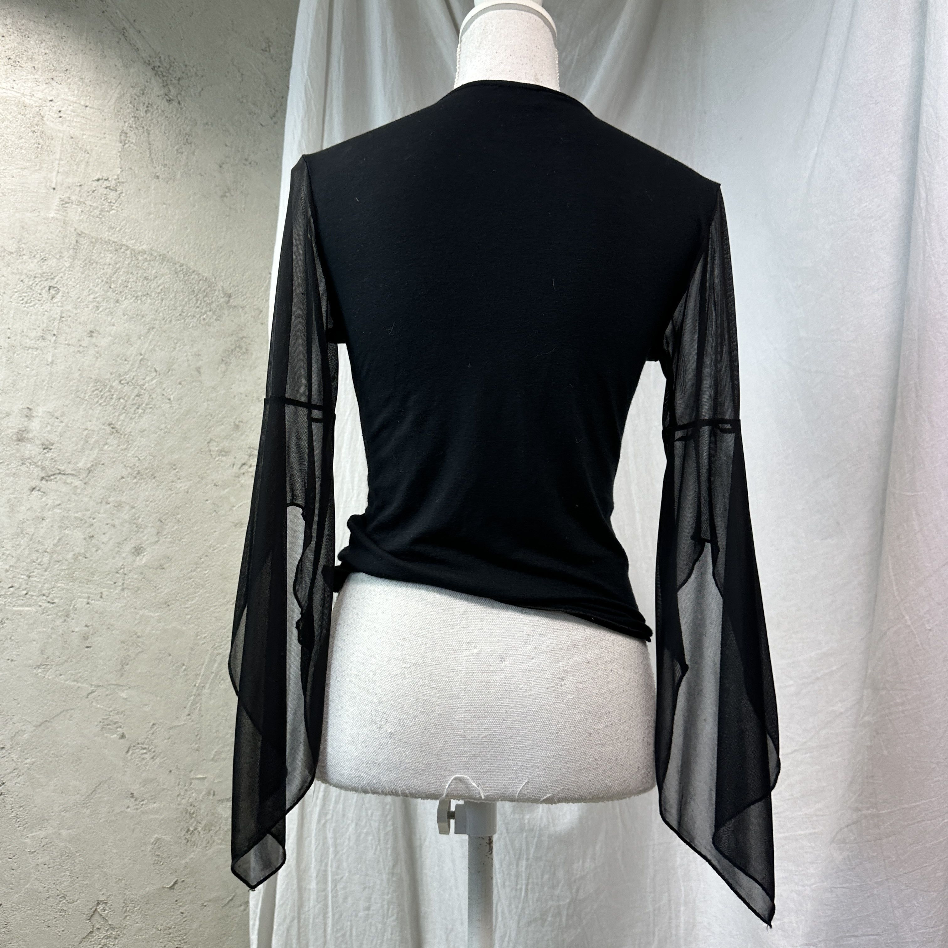 Vintage Vintage Avant Garde Lacing Mesh Flared Sleeves Corset 00s Size S / US 4 / IT 40 - 5 Thumbnail