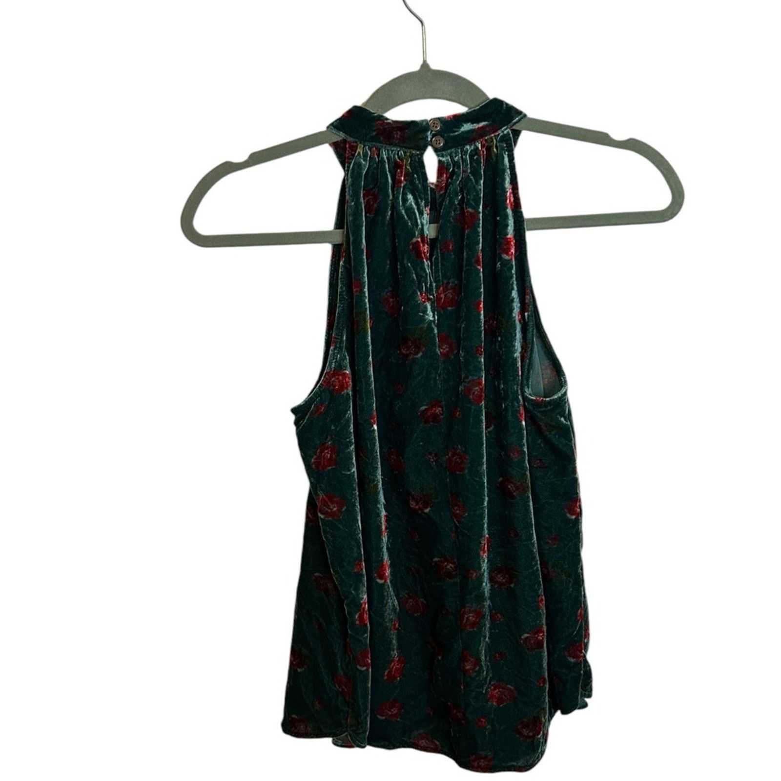 Loft NWT Loft Floral Velvet Shirred Halter Top Size XS / US 0-2 / IT 36-38 - 2 Thumbnail