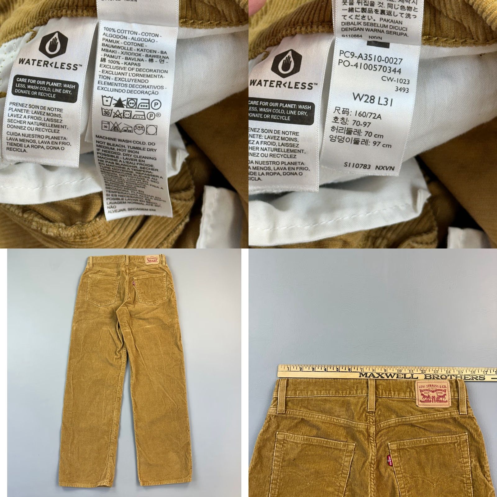 Levi's VINTAGE Levi's Pants Baggy 1990s 90s Corduroy Brown Relaxed Straight Women's 28 30x31 Chino Logo Pockets Retro Casual Workwear Ocean? Size 28" / US 6 / IT 42 - 8 Thumbnail