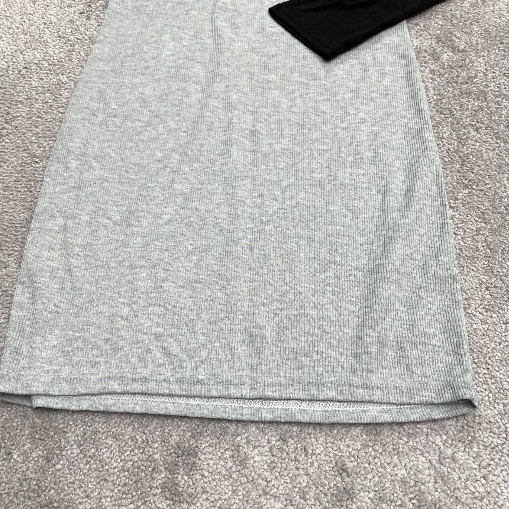Vintage X & Z Knit Tunic T-Shirt Dress Womens Small Black Gray Long Sleeve Casual Midi Dress Size S / US 4 / IT 40 - 3 Thumbnail