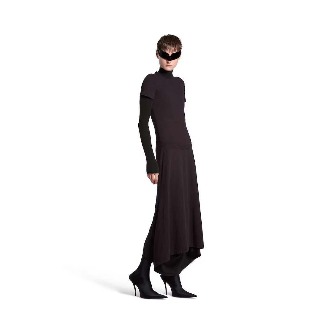 Balenciaga o1mt1gz0125 Patched T-Shirt Dress in Black Size L / US 10 / IT 46 - 7 Thumbnail