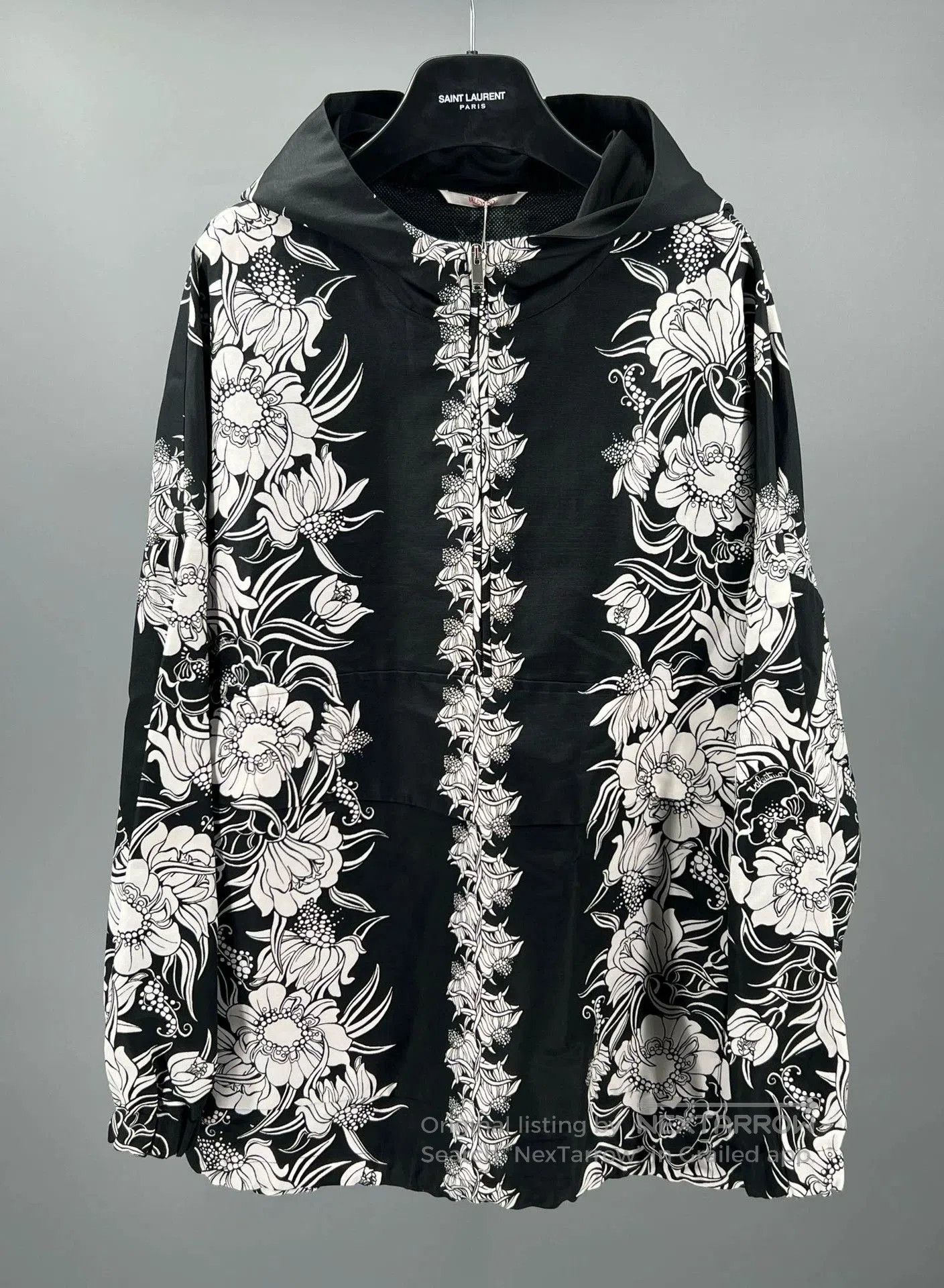 Valentino Valentino Black Floral Hooded Jacket. Size US L / EU 52-54 / 3 - 1 Thumbnail