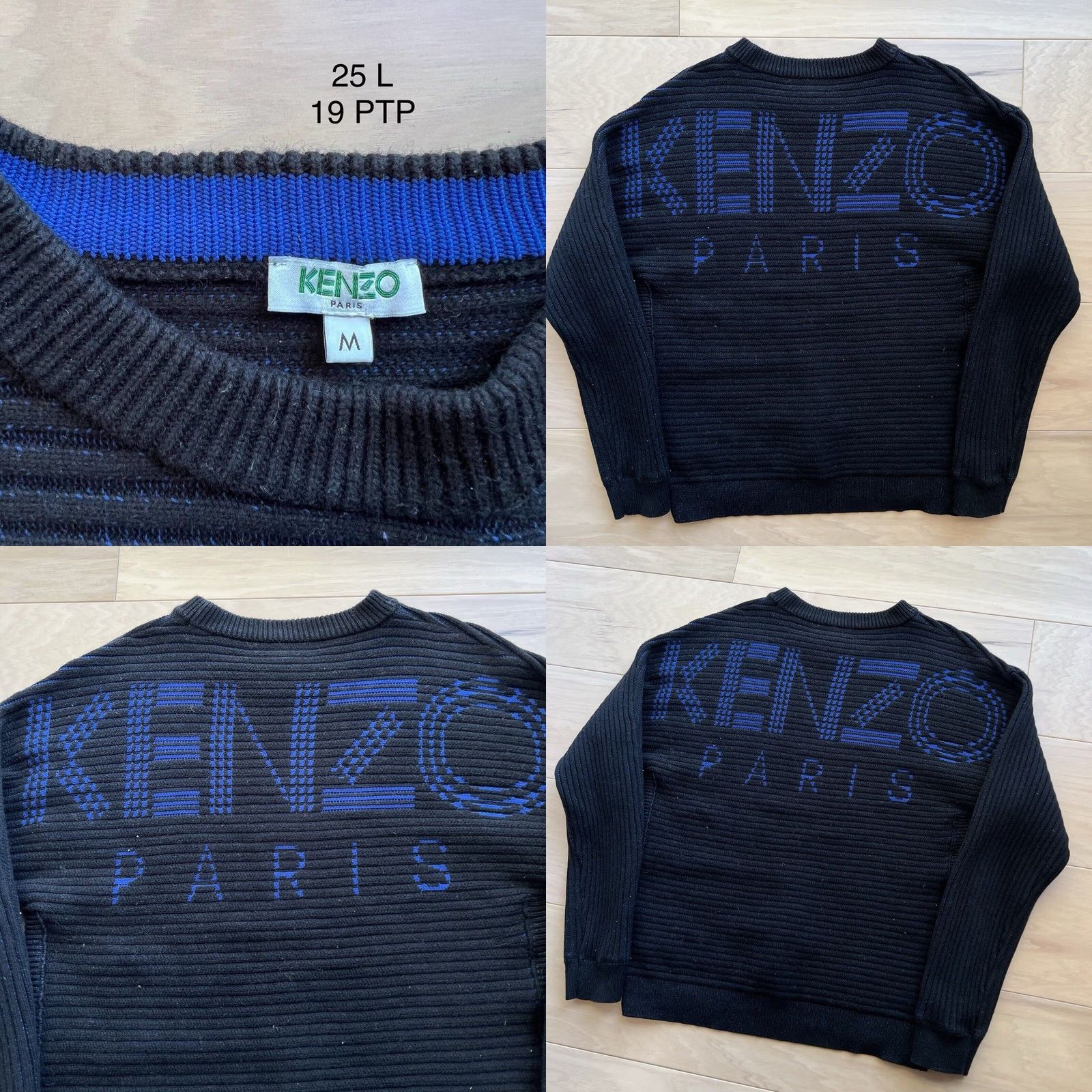 Kenzo Kenzo Paris Sweater Women's M Black Wool Knit Pullover Round Neck Long Sleeve Logo Striped Casual Fall Winter Boho Outdoor Size M / US 6-8 / IT 42-44 - 8 Thumbnail
