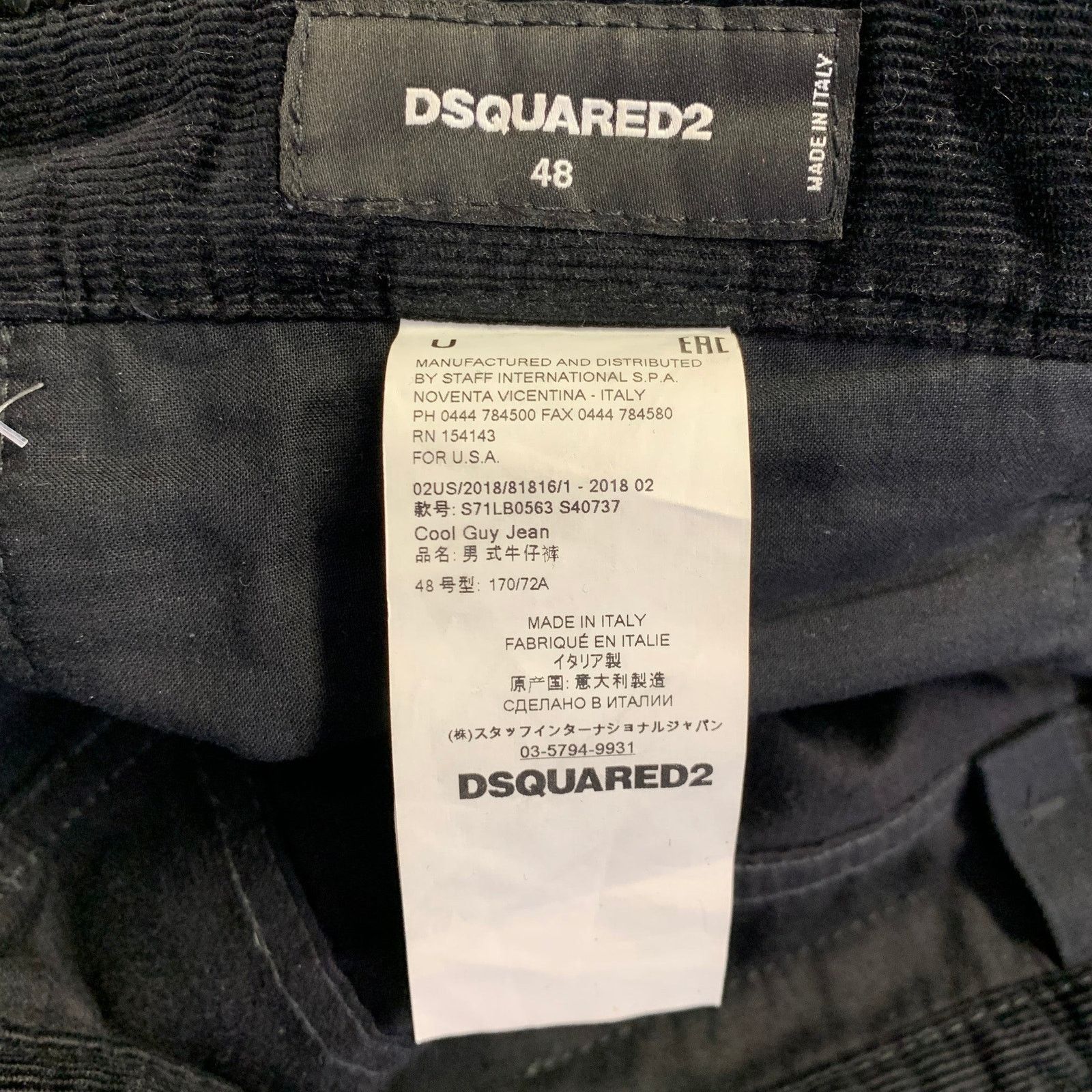 Dsquared2 DSQUARED2 Black Corduroy Cotton Button Fly Casual Pants Size US 32 / EU 48 - 8 Thumbnail