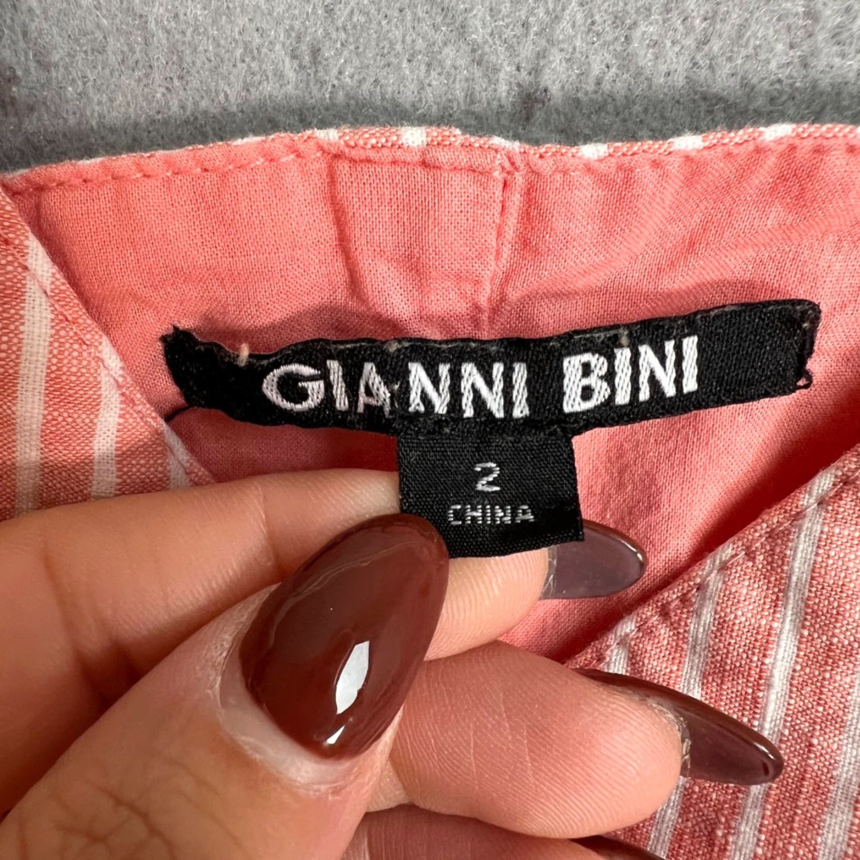 Vintage Gianni Bini Womens Jumpsuit One-Piece Sleeveless Striped Pink White Cotton Size 2 Wide-Leg Adult Womens Size 26" / US 2 / IT 38 - 3 Thumbnail