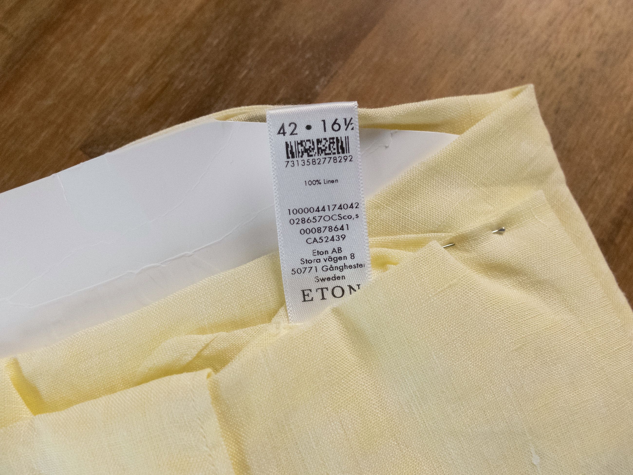 Eton ETON of Sweden contemporary fit yellow linen shirt 42 Large Size US L / EU 52-54 / 3 - 9 Thumbnail