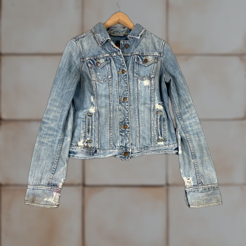 Abercrombie & Fitch Abercrombie & Fitch Denim Jacket Womens Medium Blue Distressed Grunge Y2K Jacket Boys Girls Mens Apparel Size M / US 6-8 / IT 42-44 - 1 Thumbnail