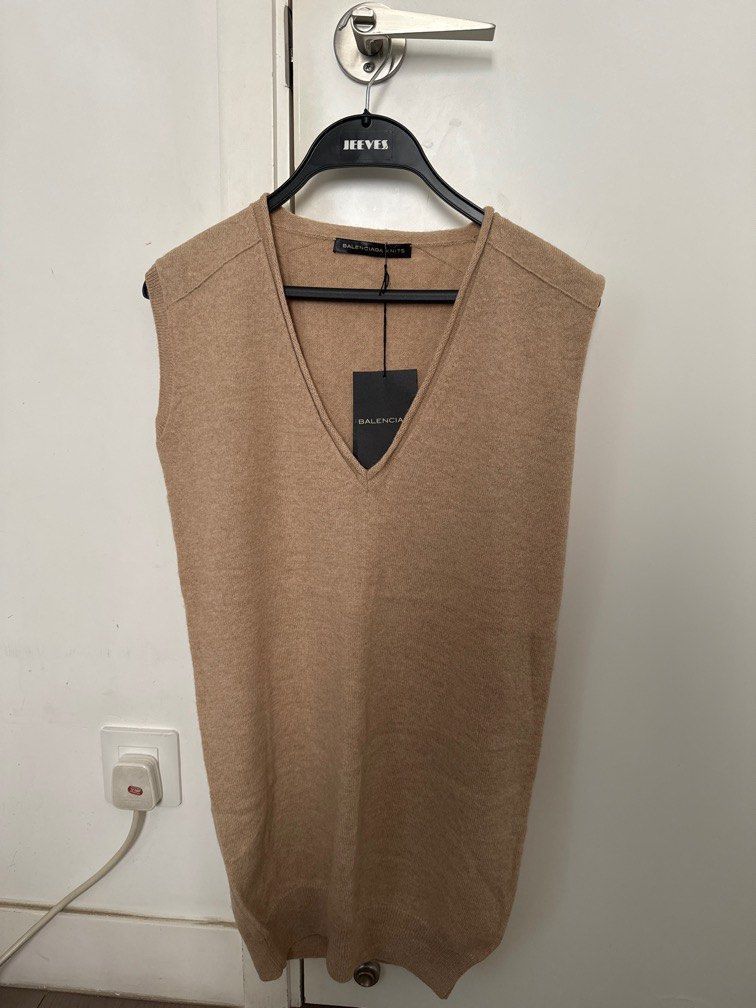 image of Balenciaga Camel Knit Top in Brown, Women's (Size XS)