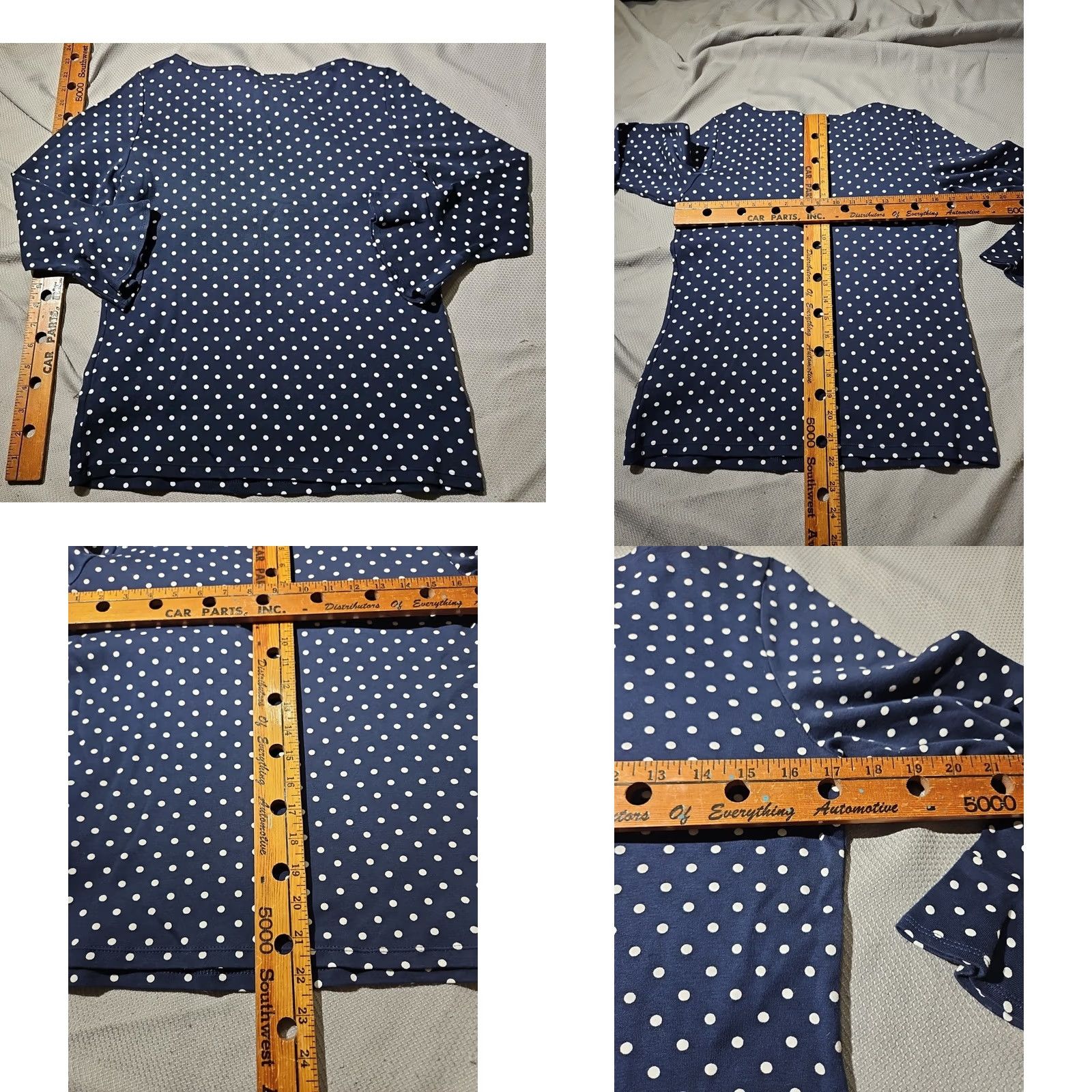 Ralph Lauren Lauren Ralph Lauren Shirt Womens Large Blue Polka Dots Bell Sleeve Ruffle Preppy Size L / US 10 / IT 46 - 8 Thumbnail