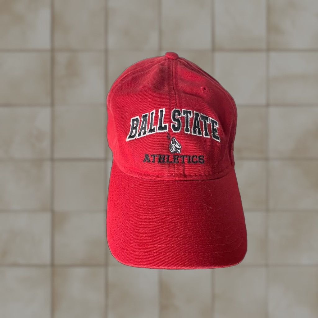 Our Legacy VINTAGE Legacy Ball State Cardinals Strapback Hat Red Adjustable Cap Mens 1990s Baseball Football Basketball Cotton Snapback Size ONE SIZE - 1 Thumbnail