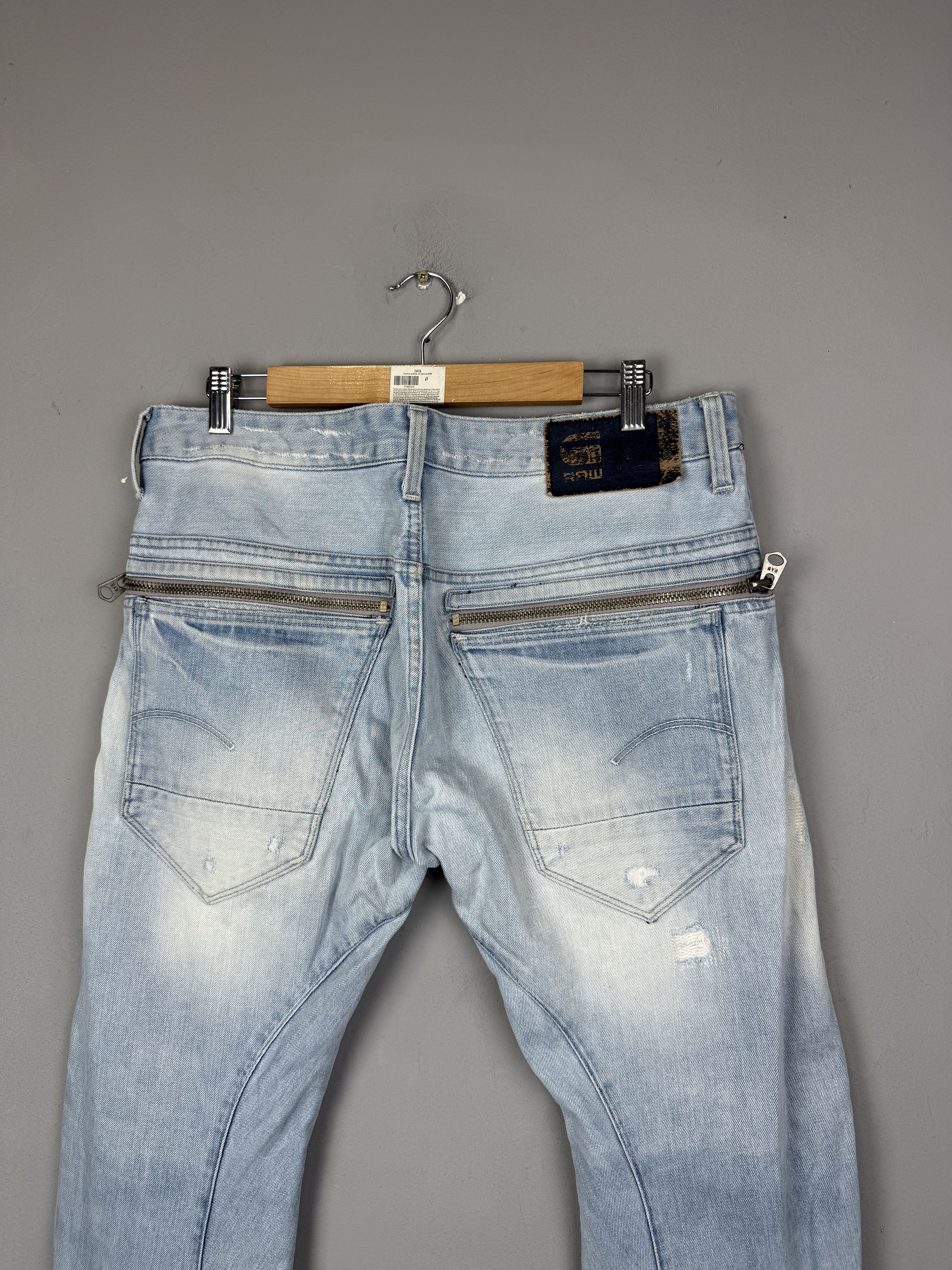 G-Star G-Star Raw Denim Jeans Arc Zip 3D Slim Blue Distressed Denim Size US 34 / EU 50 - 4 Thumbnail
