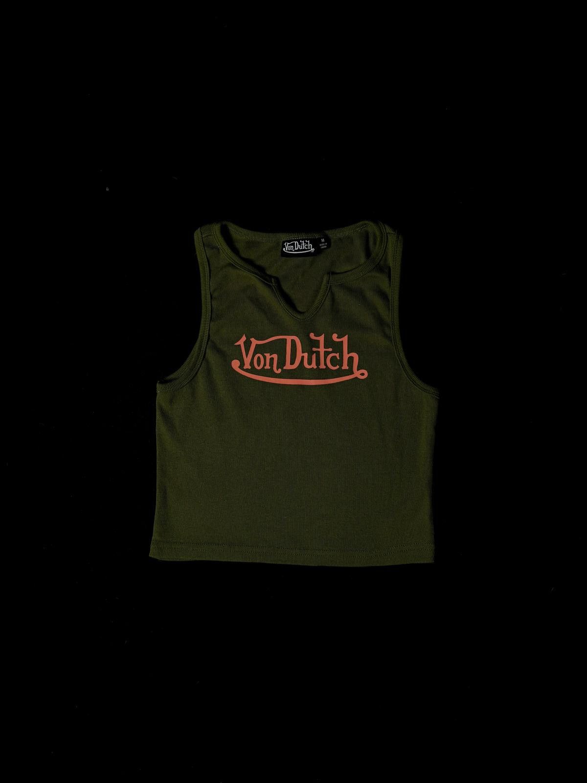 Von Dutch Y2k Von Dutch Classic Logo Cropped Olive Green Tank Top M Size M / US 6-8 / IT 42-44 - 1 Thumbnail