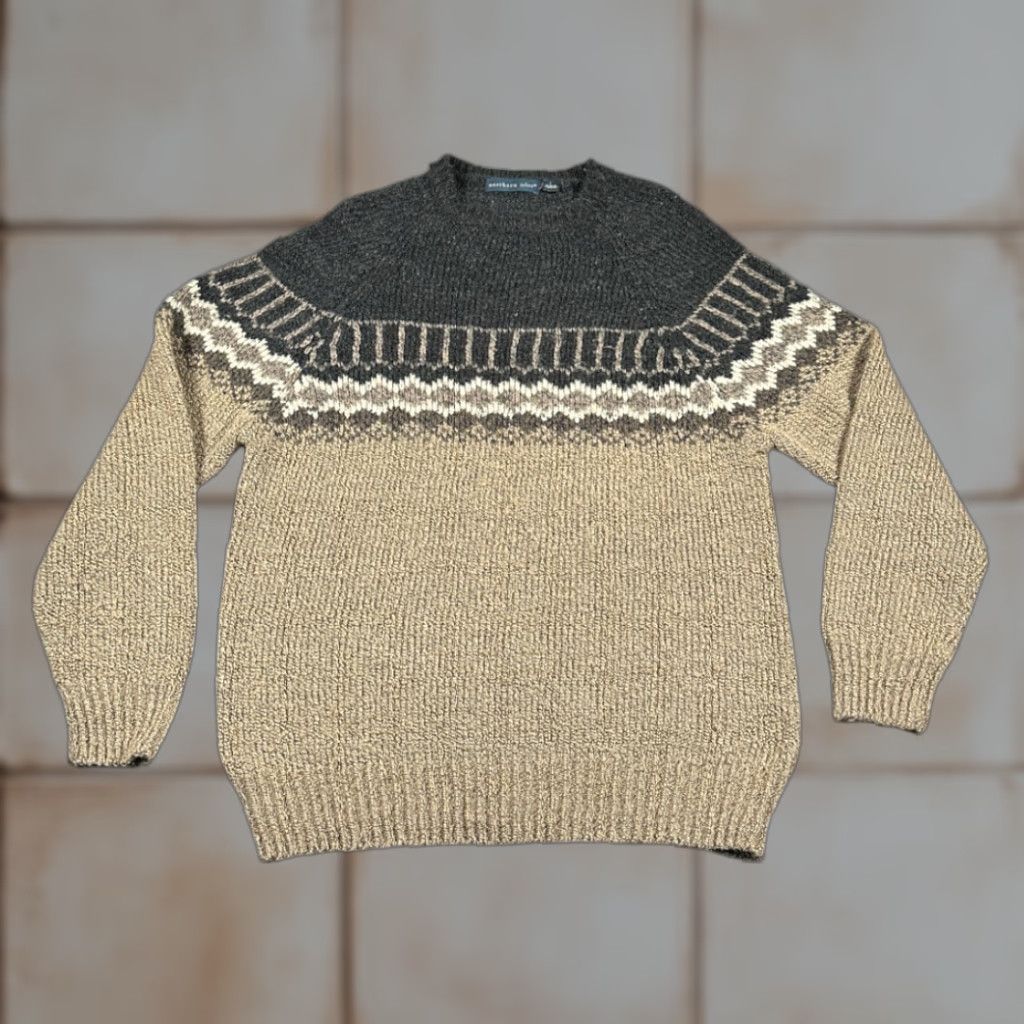 Vintage VINTAGE Northern Isles Sweater Womens LARGE Brown Gray Nordic Fair Isle Raglan Y2K Size L / US 10 / IT 46 - 1 Thumbnail