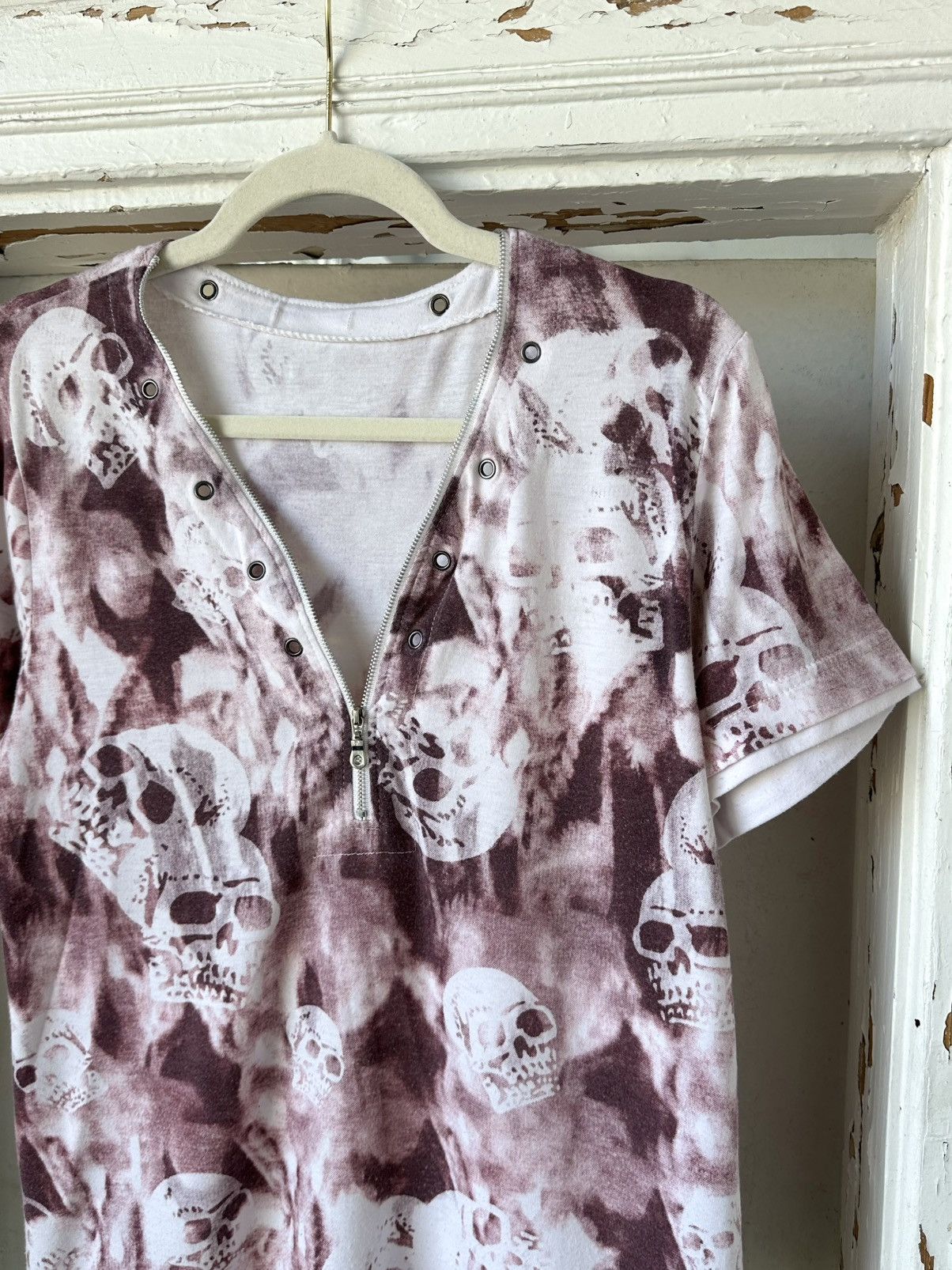 If Six Was Nine × Japanese Brand × Vintage Vintage Printed Skull Zip T-shirt Size US S / EU 44-46 / 1 - 2 Thumbnail