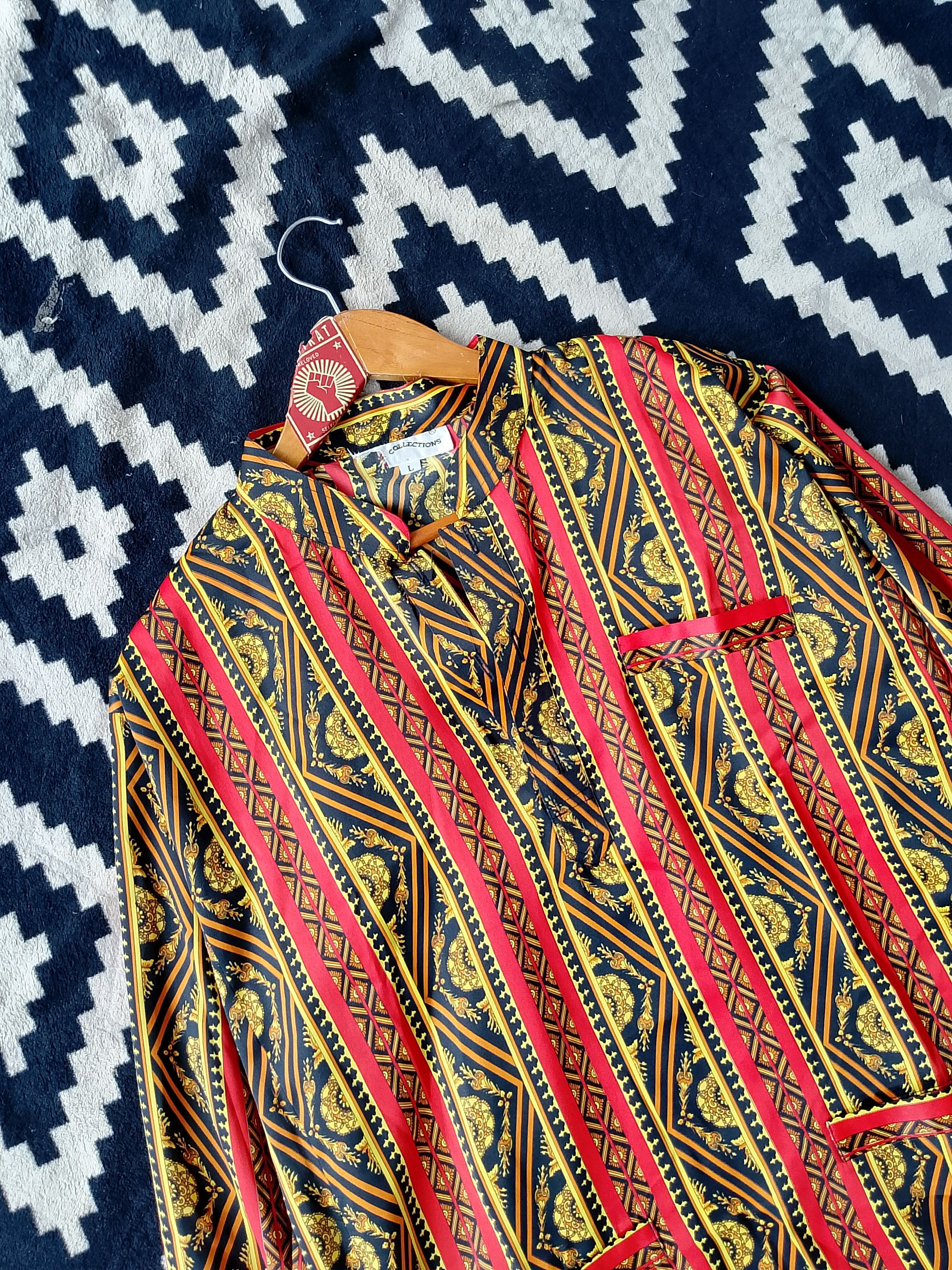 Vintage Vintage Cultural Geometric Stripe Avant-Garde Kurta Shirt Size US L / EU 52-54 / 3 - 3 Thumbnail