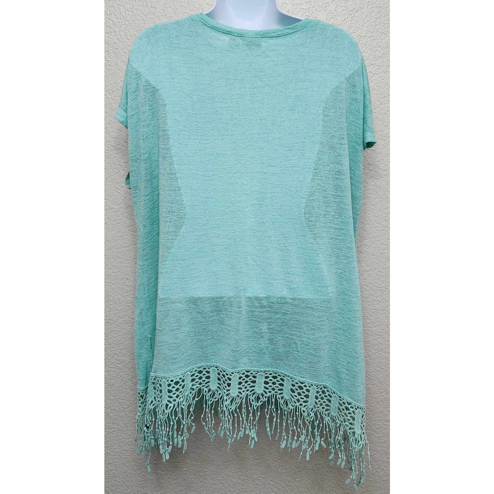 Other Cato Green Blue Slub Knit Batwing Short Sleeves Top XL Size XL / US 12-14 / IT 48-50 - 5 Thumbnail