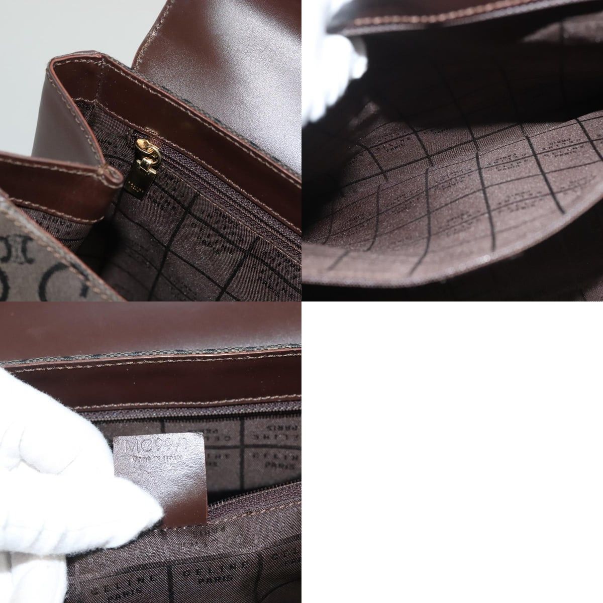 Celine CELINE C Macadam Canvas Hand Bag Brown Gold Size ONE SIZE - 12 Thumbnail