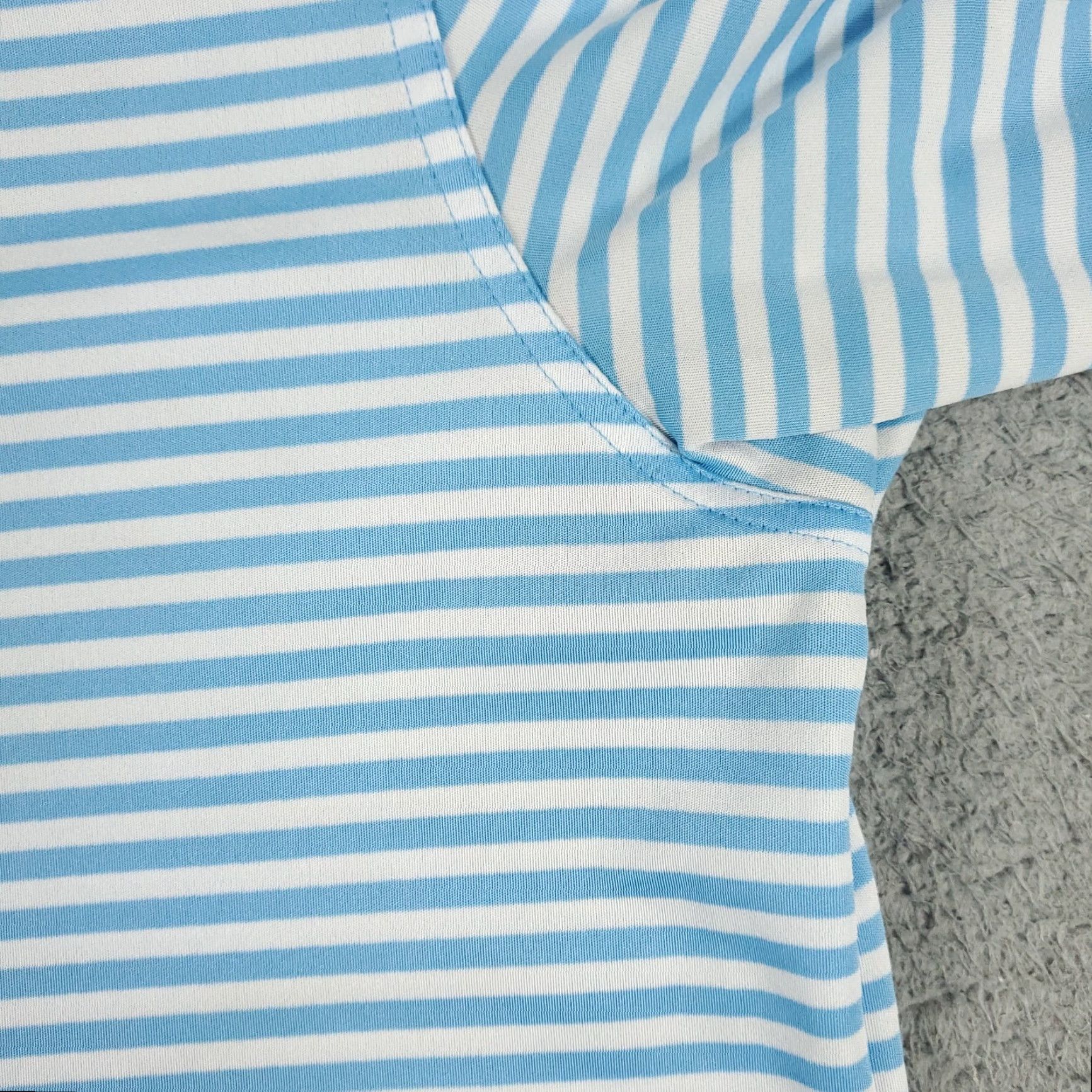 Vintage Greg Norman Polo Shirt Mens L Blue Striped Polo Shirt Casual Short Sleeve, Stained, Button, Logo, Regular Fit, Classic Preppy, Golf, Outdoor, Men Size US L / EU 52-54 / 3 - 3 Thumbnail