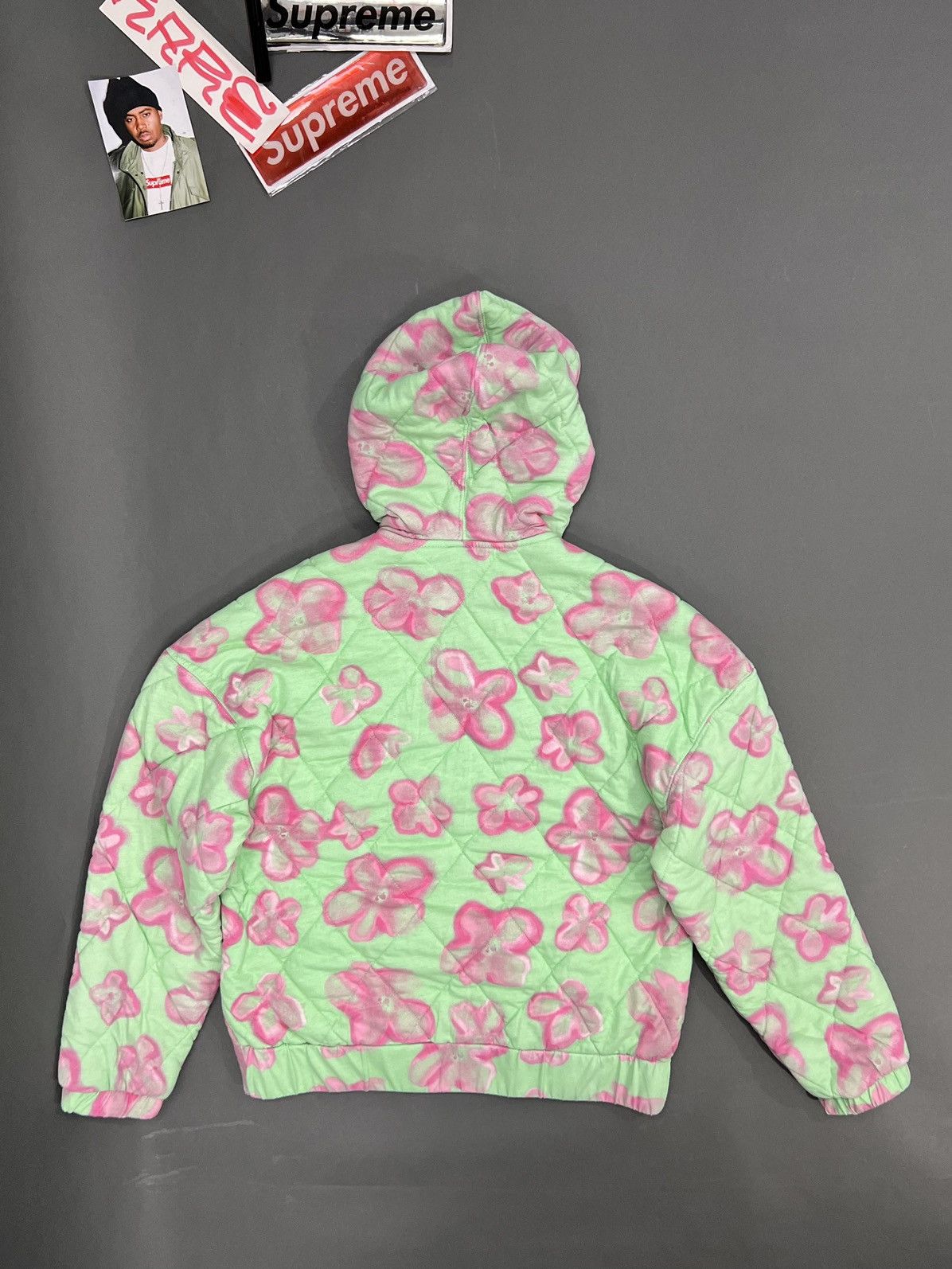 Other Blanketed Abstract Floral Print Hooded Zip Up Quilted Jacket Size US M / EU 48-50 / 2 - 2 Thumbnail