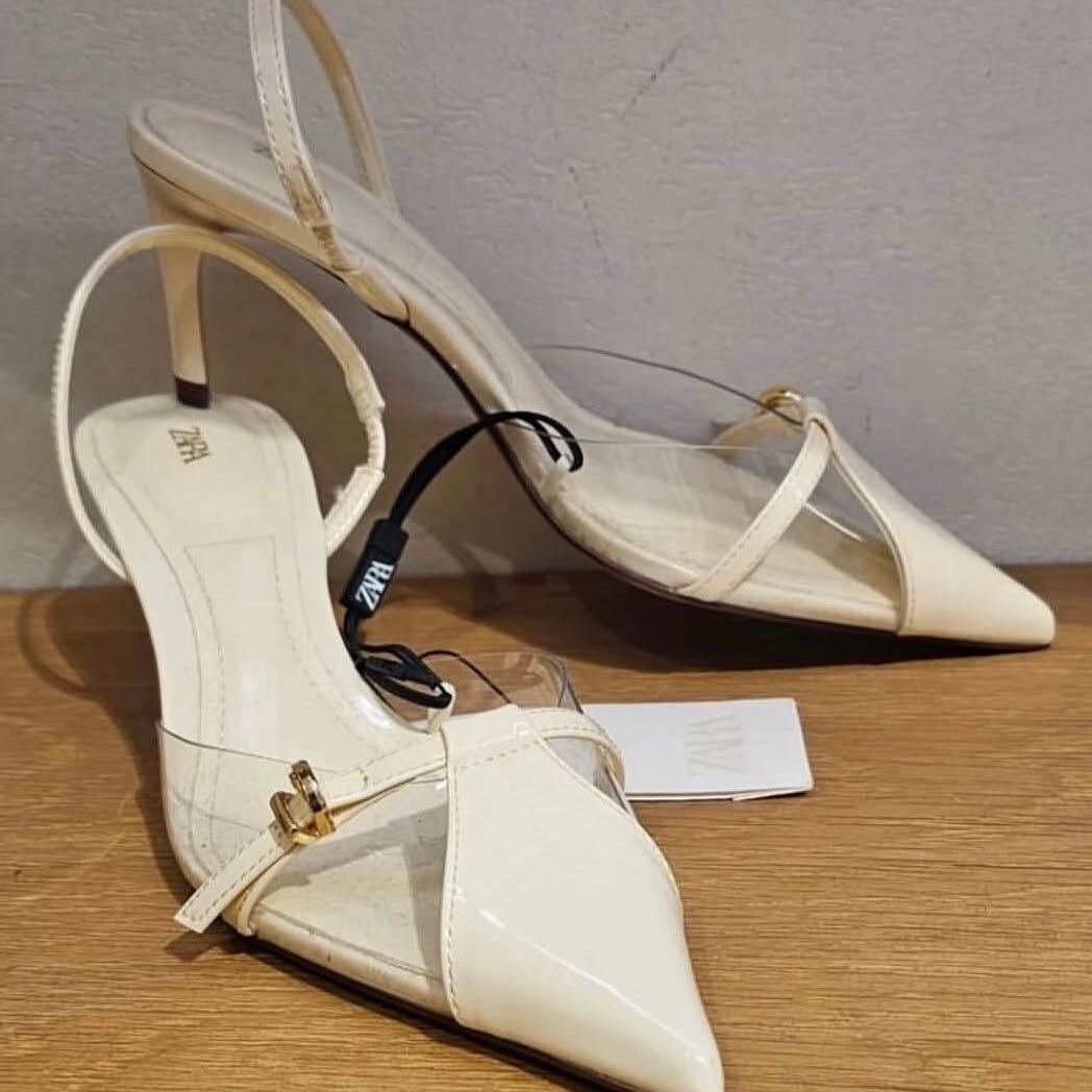 Zara Zara White Pointed Toe Slingback Heels NWT Size US 8 / IT 38 - 16 Thumbnail