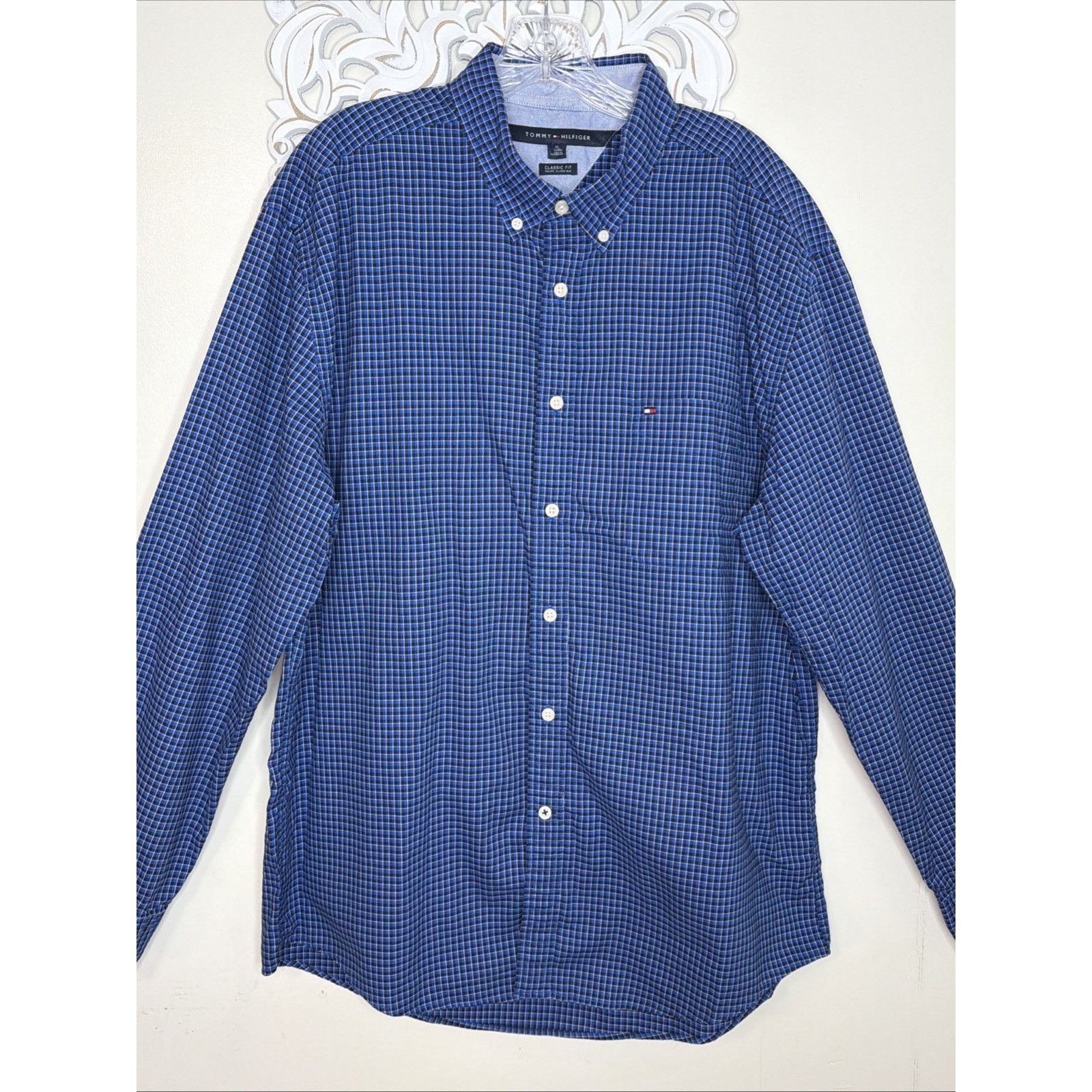 Tommy Hilfiger Tommy Hilfiger Classic Fit Micro Check XL Cotton Blue Size US XL / EU 56 / 4 - 4 Thumbnail