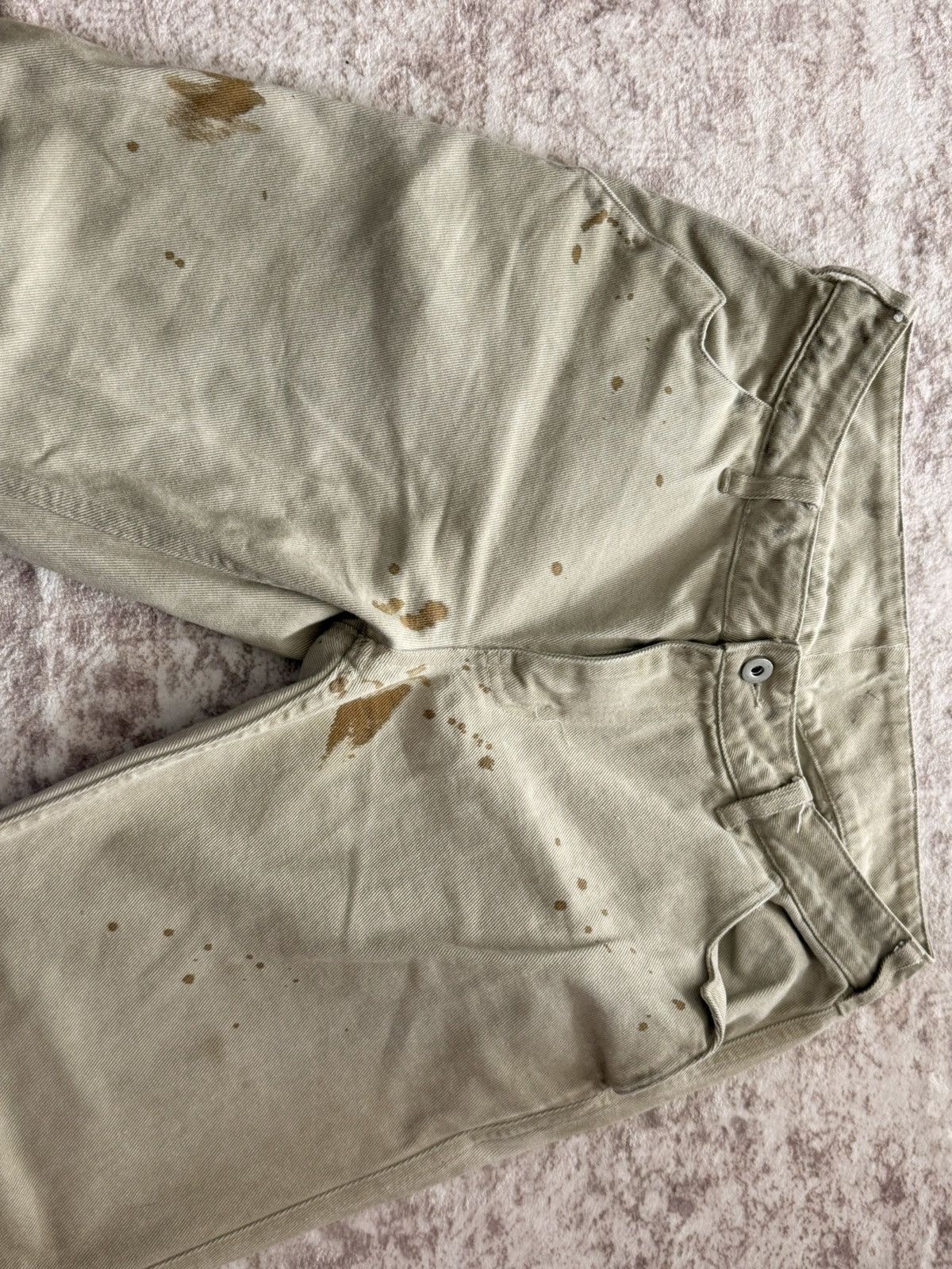Troubled Waters Distressed Beige Denim Jeans with Frayed Hem Size US 31 - 2 Thumbnail