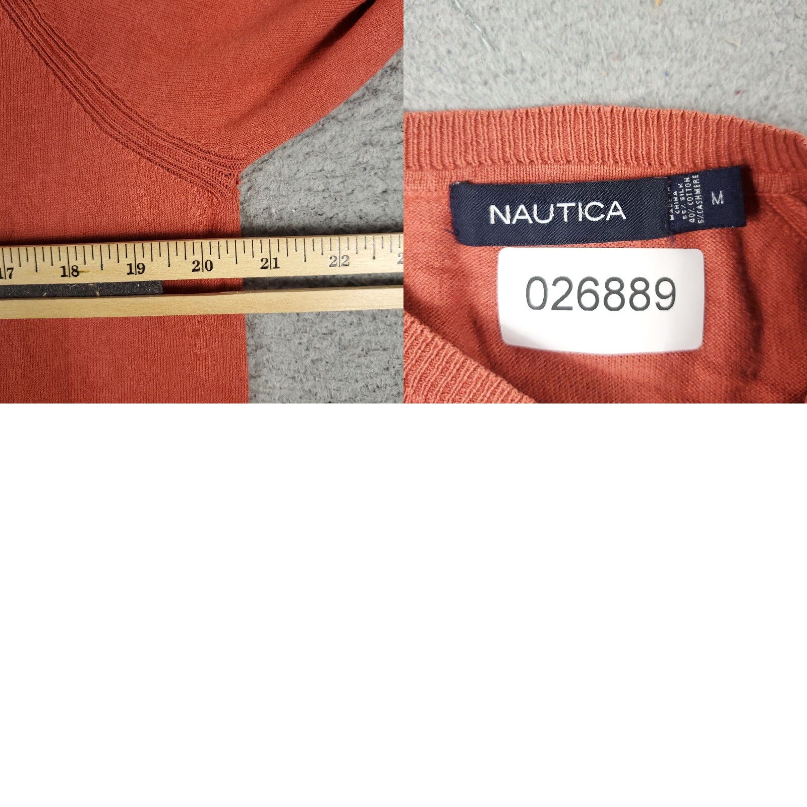 Nautica Nautica Mens Red Cable-Knit V-Neck Sweater Pullover Medium Size US M / EU 48-50 / 2 - 8 Thumbnail