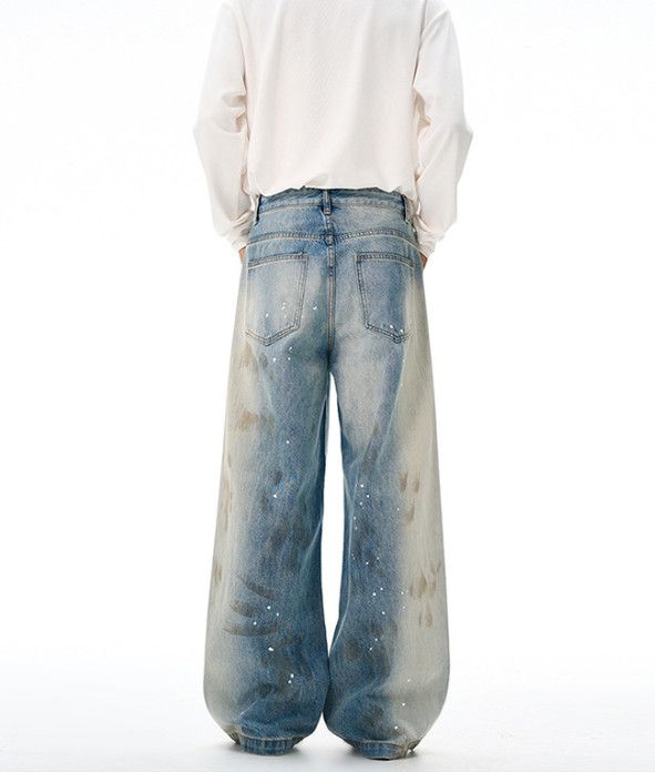 Japanese Brand American street men's washed retro splatter loose jeans Size US 32 / EU 48 - 4 Thumbnail