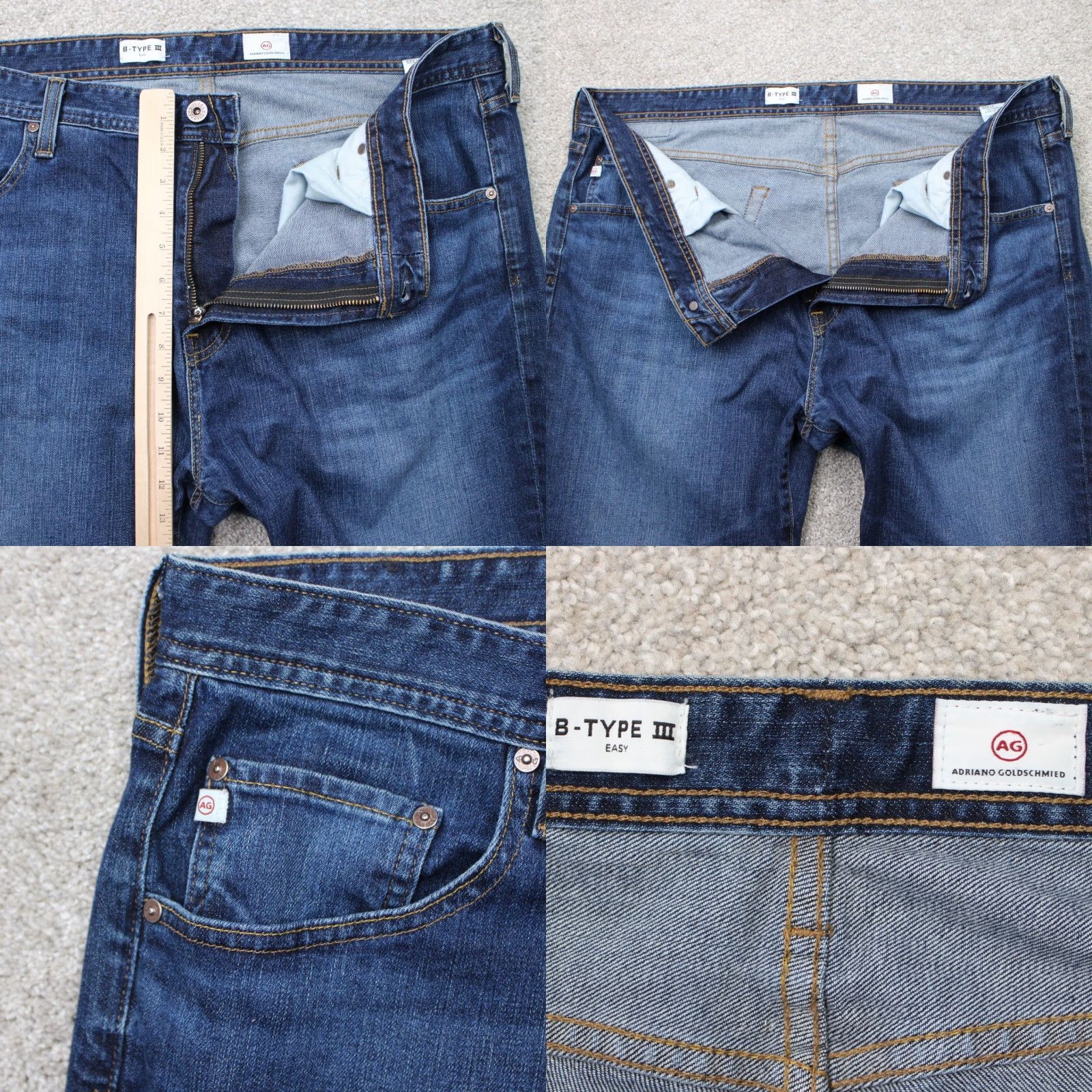 Denime AG Adriano Goldschmied Jeans Mens 41x29 Blue 5-Pocket Denim Straight Classic Vintage: No Size US 42 / EU 58 - 8 Thumbnail