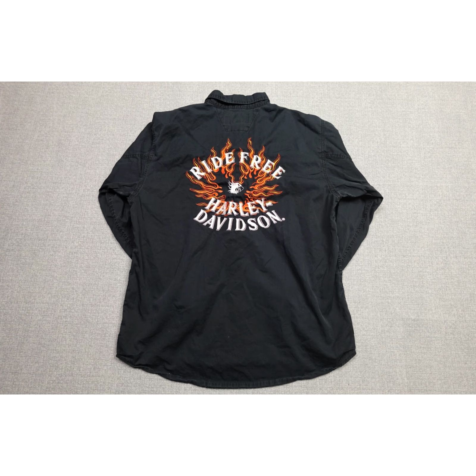 Harley Davidson Harley-Davidson Shirt Mens Large Black Button-Front Biker Rider Lightweight Size US L / EU 52-54 / 3 - 6 Thumbnail