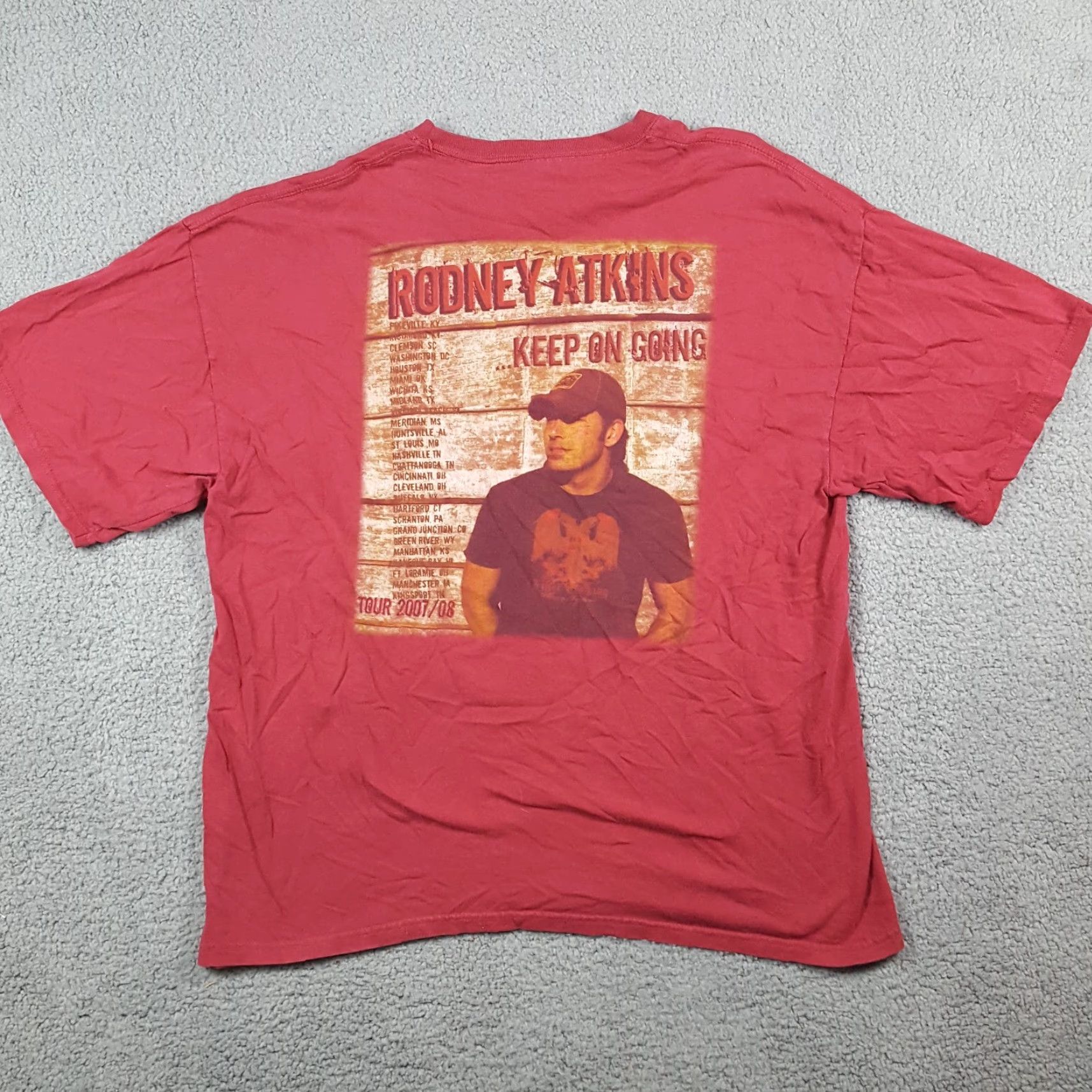 Gildan VINTAGE Rodney Atkins Tour 2007 Country Music T-Shirt XL Red Cotton Band Western Y2K Unisex Size US XL / EU 56 / 4 - 3 Thumbnail