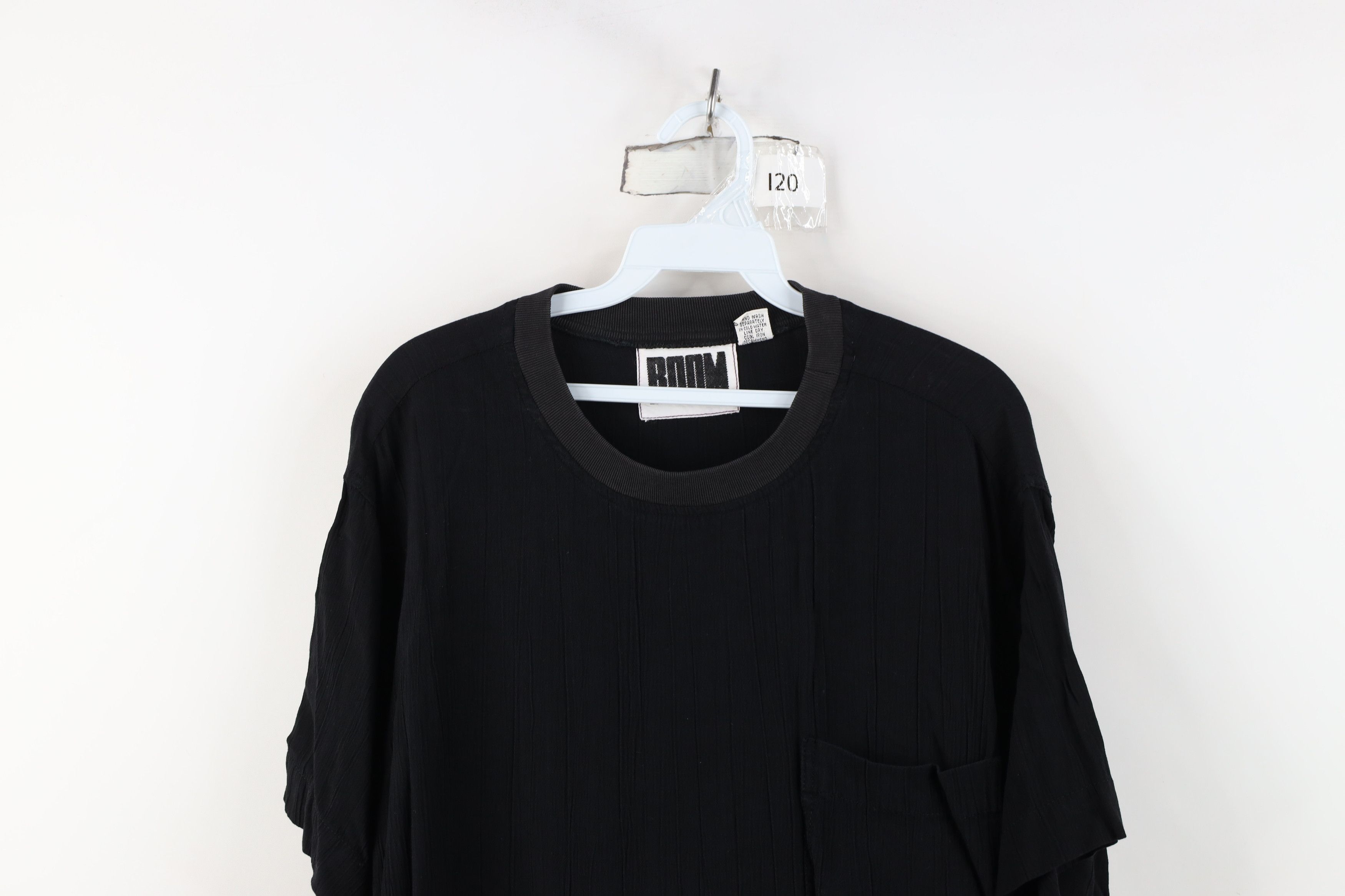 Vintage Vintage 90s Streetwear Gauzy Rayon Knit Pocket T-Shirt Black Size US M / EU 48-50 / 2 - 2 Thumbnail