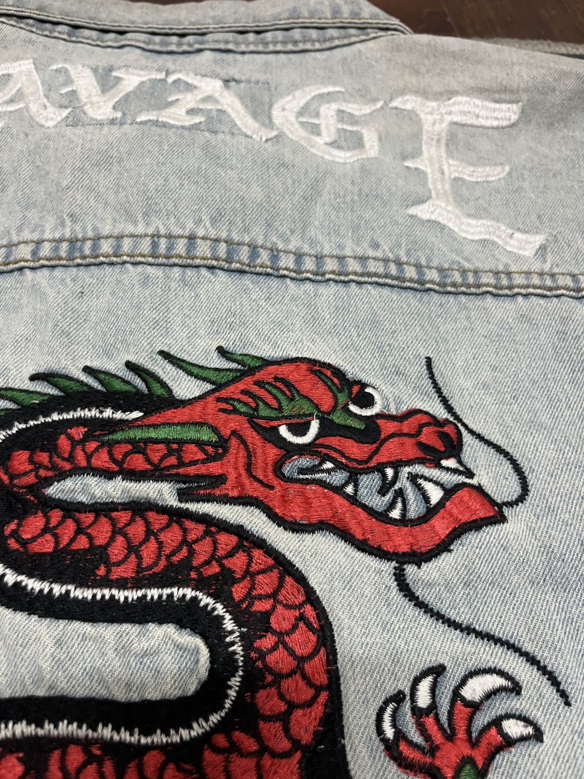 Brooklyn Clothing 💥BRKLYN CLOTH Dragon And Roses Embroidery Distressed Trucker Size US XL / EU 56 / 4 - 18 Thumbnail