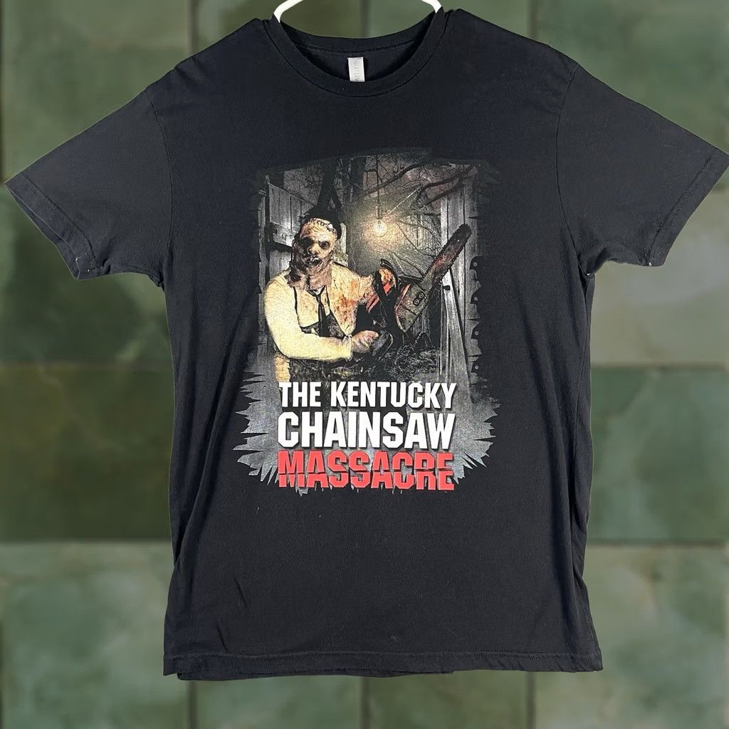 Next Level Kentucky Chainsaw Massacre T Shirt Medium Black Haunted House Horror Attraction Mens Short Sleeve Crew Neck Graphic Print Regular Fit Next Level Size US M / EU 48-50 / 2 - 1 Thumbnail