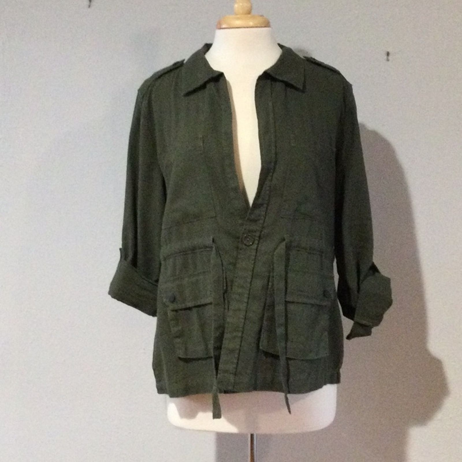 Sanctuary Sanctuary Army Green Rolltab Sleeve Lightweight Jacket Sz M Size M / US 6-8 / IT 42-44 - 1 Thumbnail