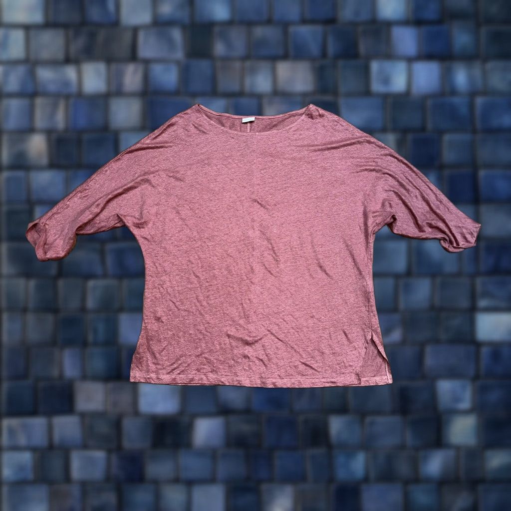 Celtic & Co. Tunic Shirt Linen Mauve 3/4 Sleeve Lightweight Size 16 Womens