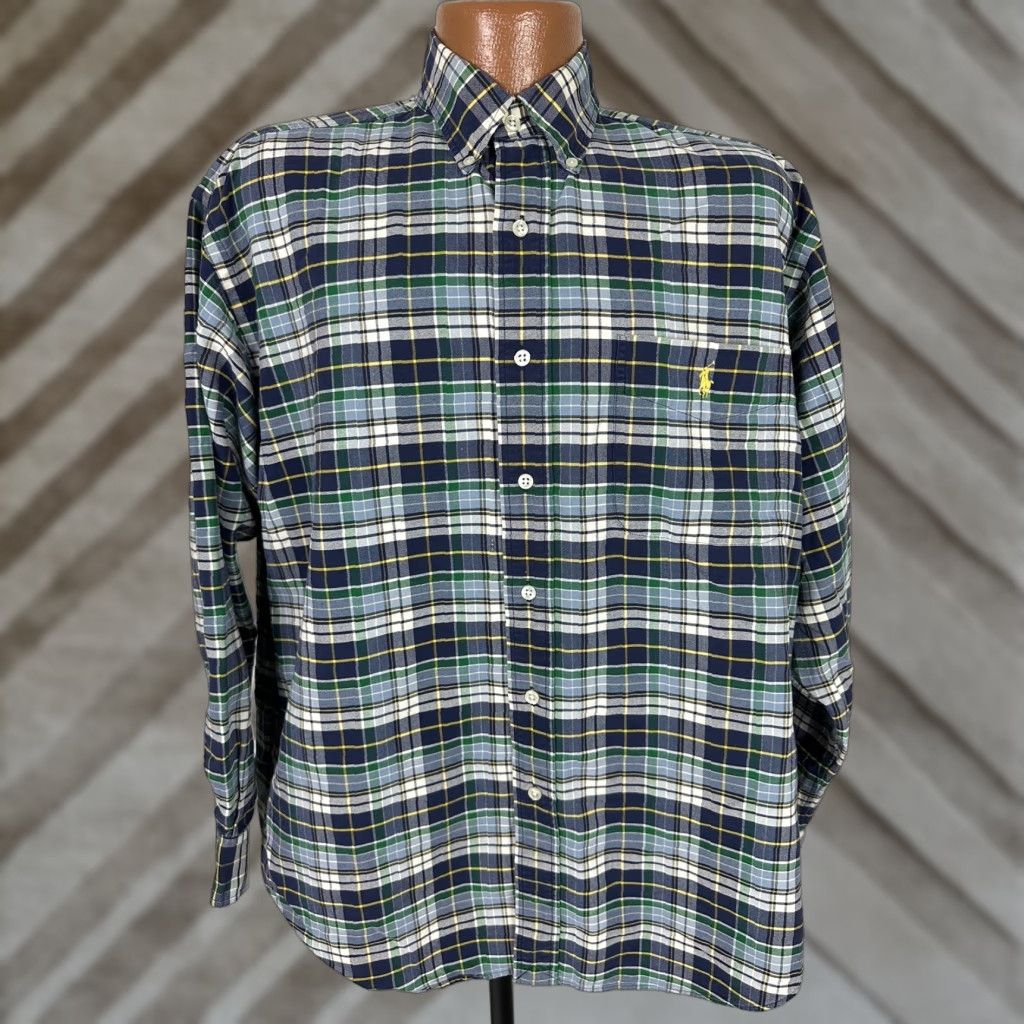 Ralph Lauren VINTAGE Ralph Lauren Shirt Men Medium BIG Oxford Oversized Plaid Button Down 90s Casual Business Size US M / EU 48-50 / 2 - 1 Thumbnail