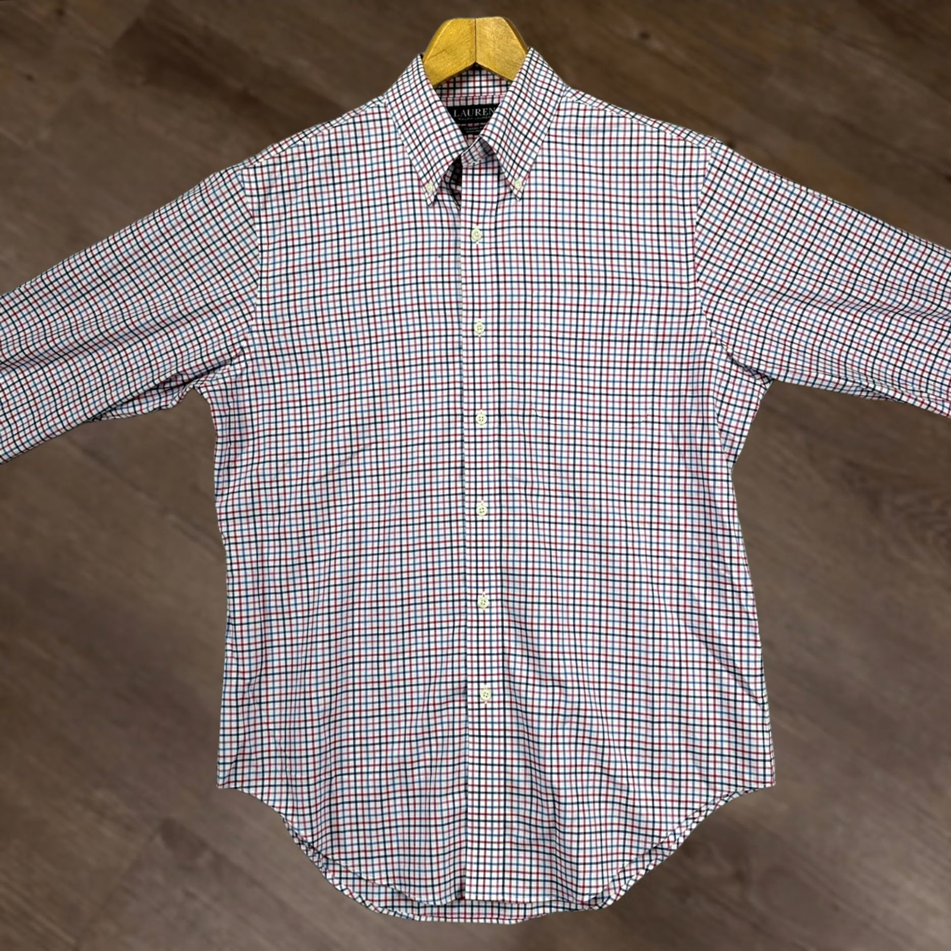 Ralph Lauren Lauren Ralph Lauren Dress Shirt Mens 15.5 34-35 Pink Blue Check Classic Fit Button-Down Collar Shirt Size 42R - 1 Thumbnail