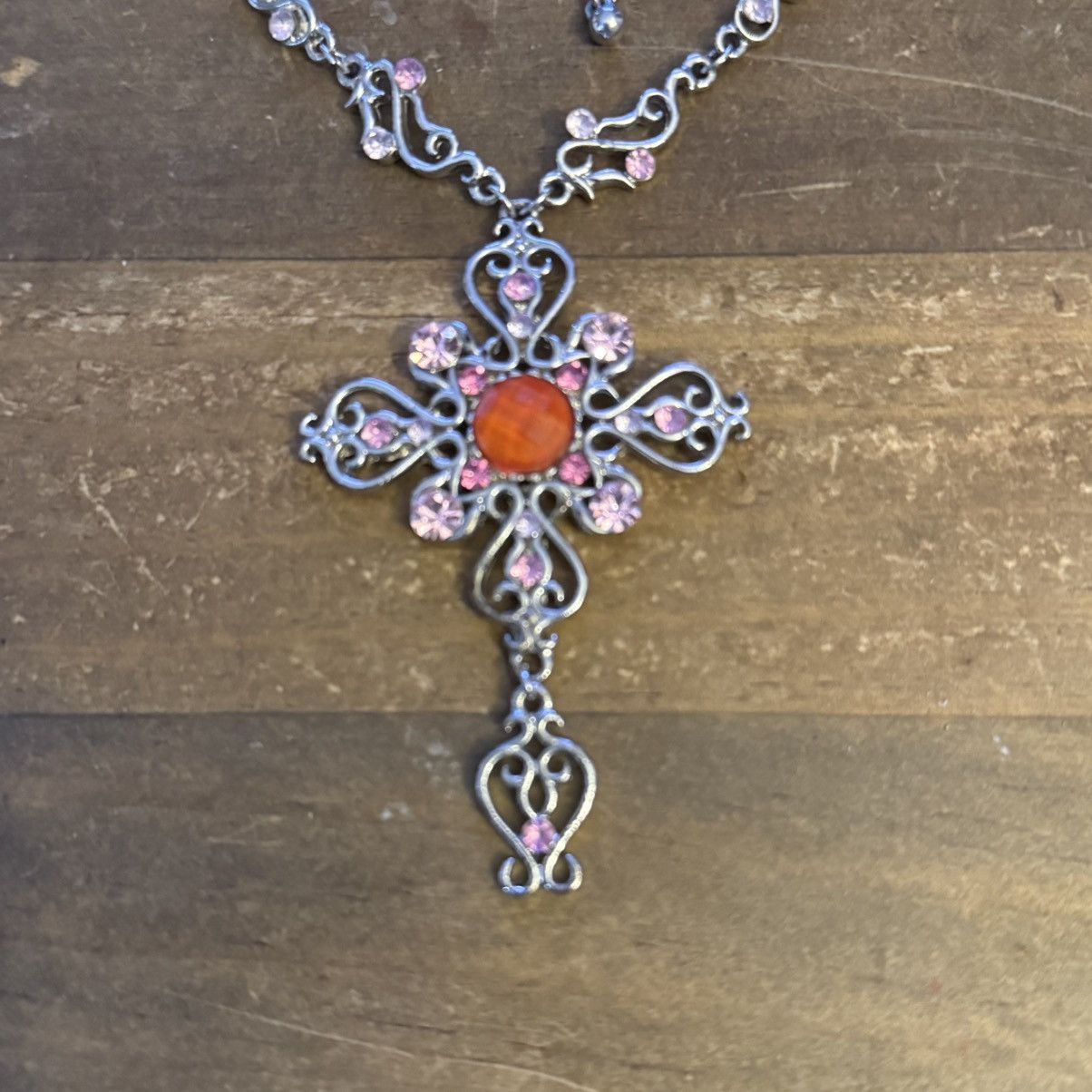 Other Silver tone Victorian gemstone cross necklace Size ONE SIZE - 4 Thumbnail
