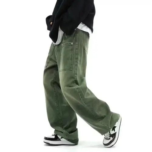 image of Vintage Skate Hiphop Baggy Cargo Pants in Faded Green, Men's (Size 30)