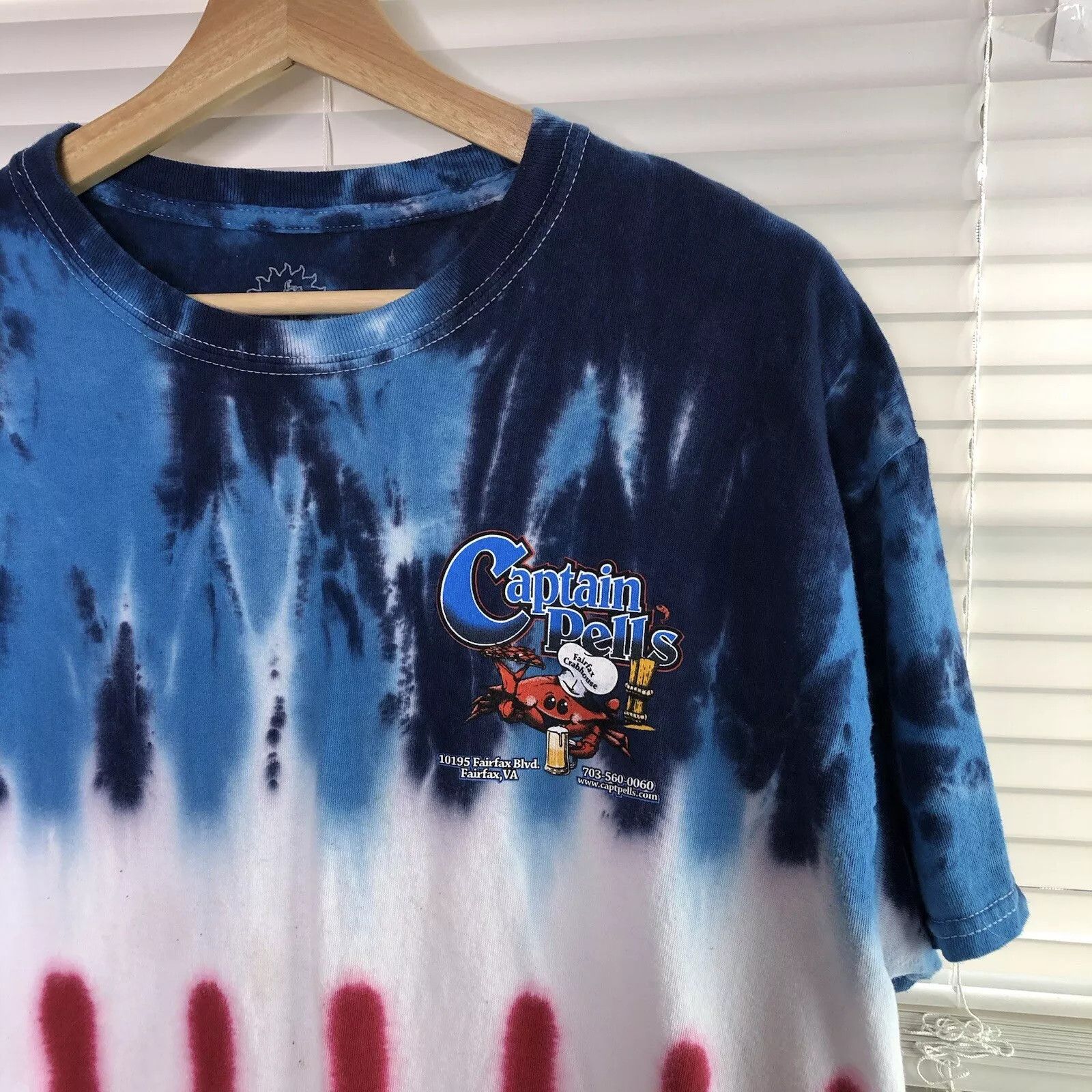 Other Vtg Tie Dyed T-shirt L Advertise Captain Pells Fairfax Crab Size US L / EU 52-54 / 3 - 4 Thumbnail