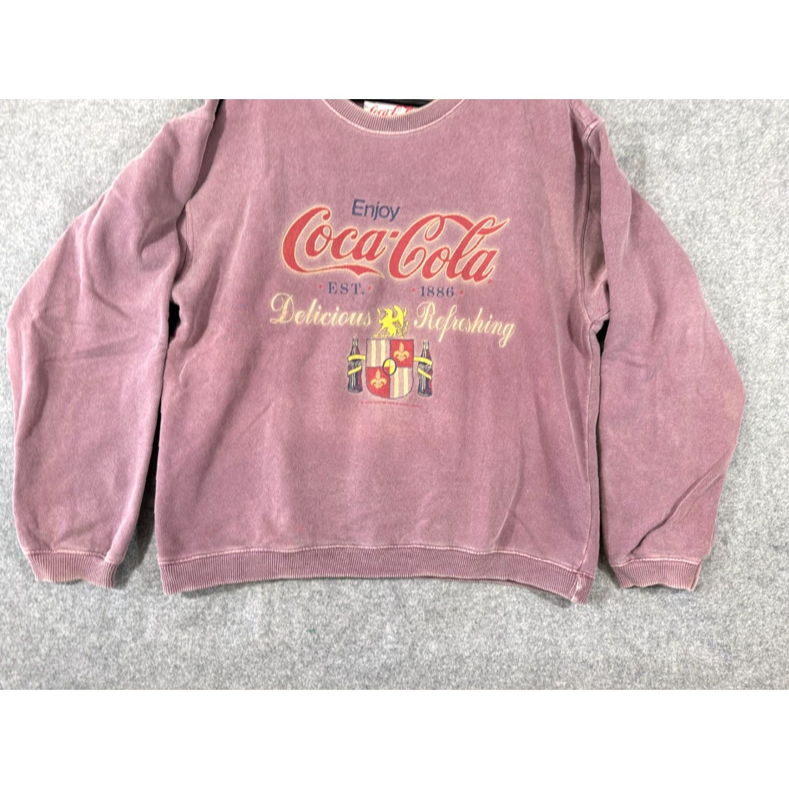 Vintage VINTAGE Coca-Cola Sweatshirt Mens S Mauve Pink Graphic Crew Neck Long Sleeve Size US S / EU 44-46 / 1 - 4 Thumbnail