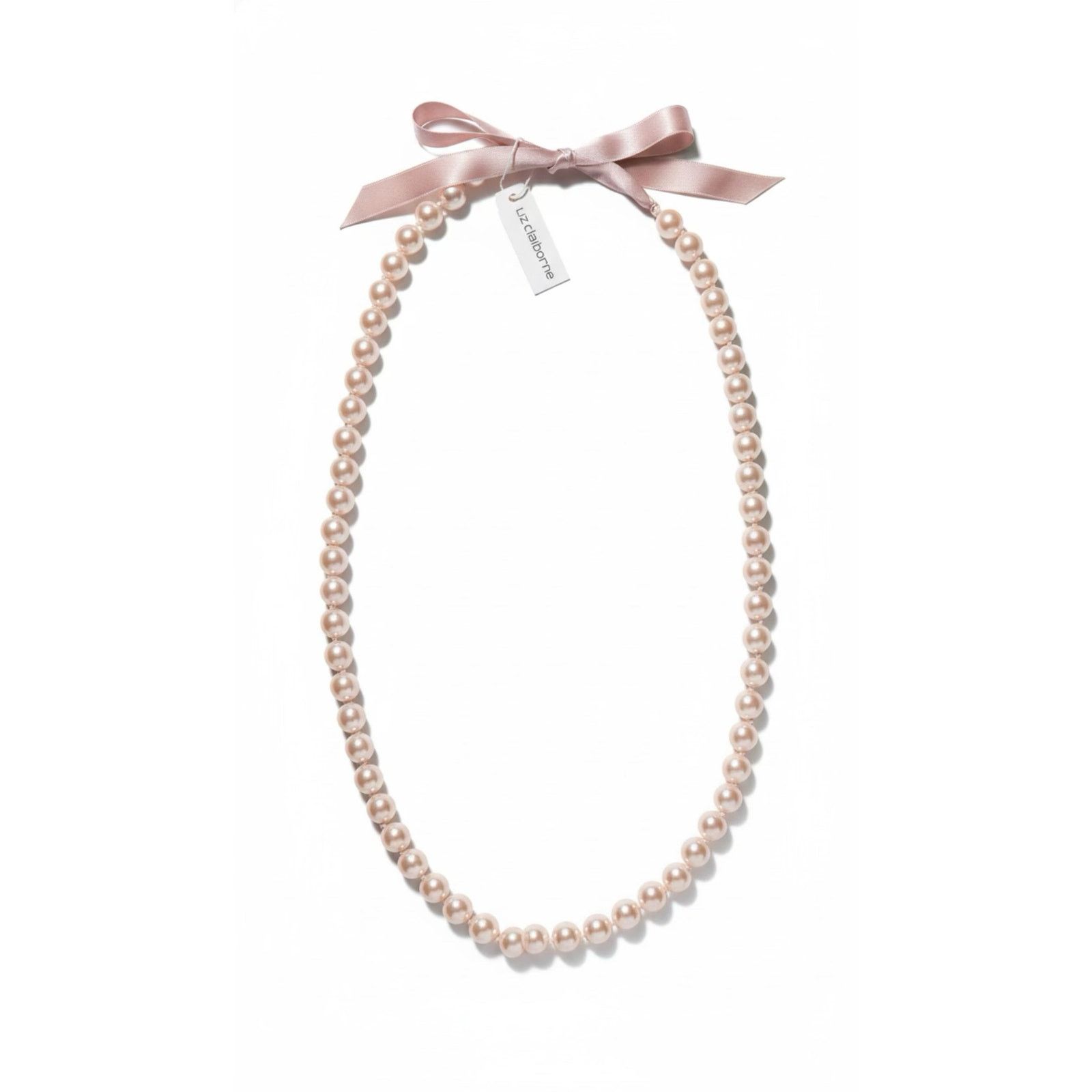 Liz Claiborne Liz Claiborne Rose Faux Pearl Necklace Satin Ribbon Tie NWT Size ONE SIZE - 2 Thumbnail