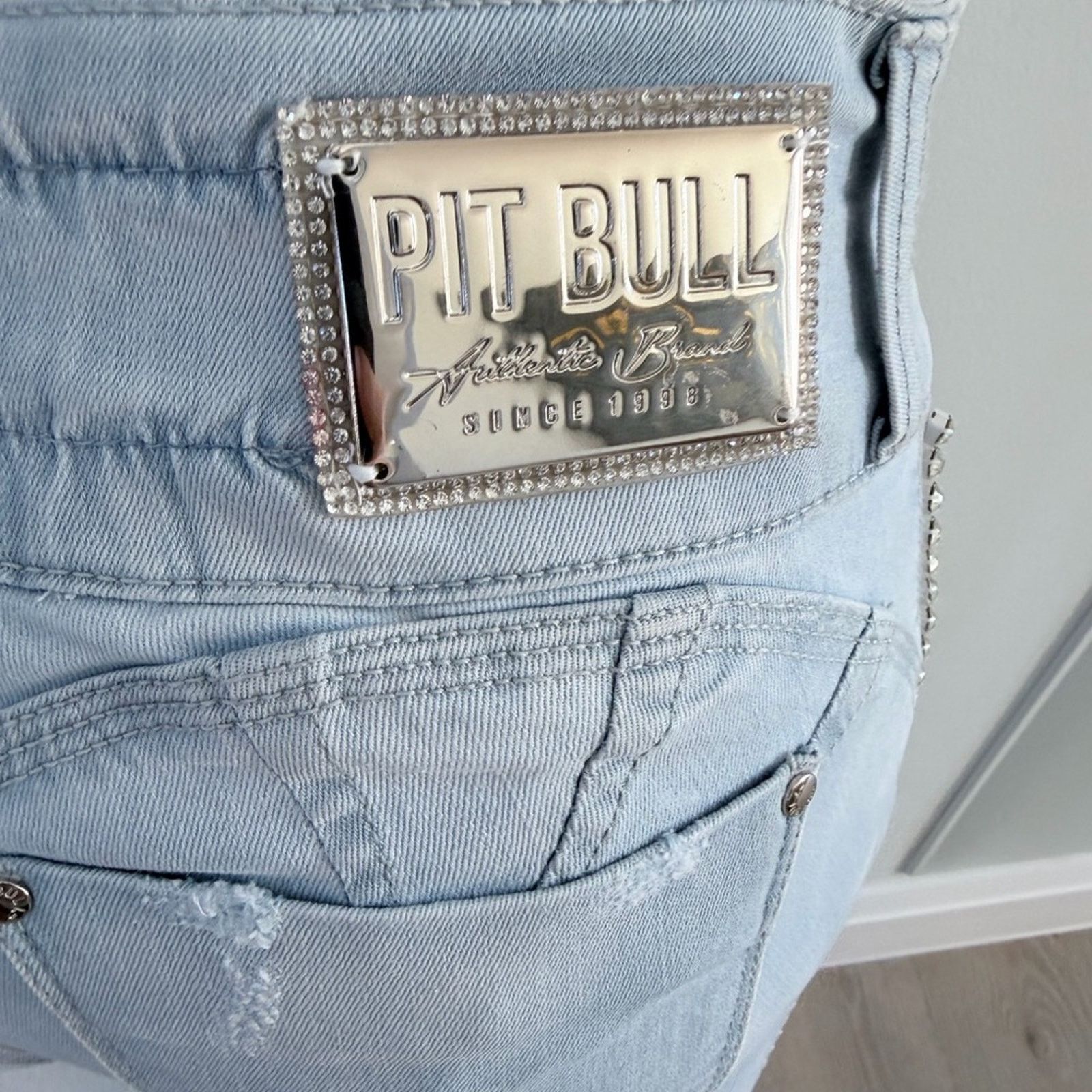 Other Pitbull High Waisted Light Wash Blue Ripped Distressed Jeans Size 23" - 15 Thumbnail
