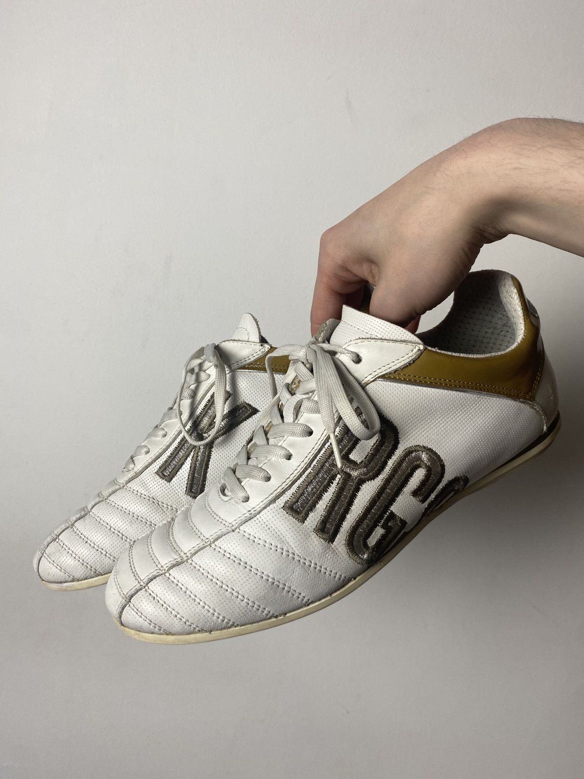 Dirk Bikkembergs Y2K LEATHER SOCCER SNEAKERS WHITE&YELLOW VINTAGE STRETWEAR Size US 5.5 / EU 38 - 2 Thumbnail