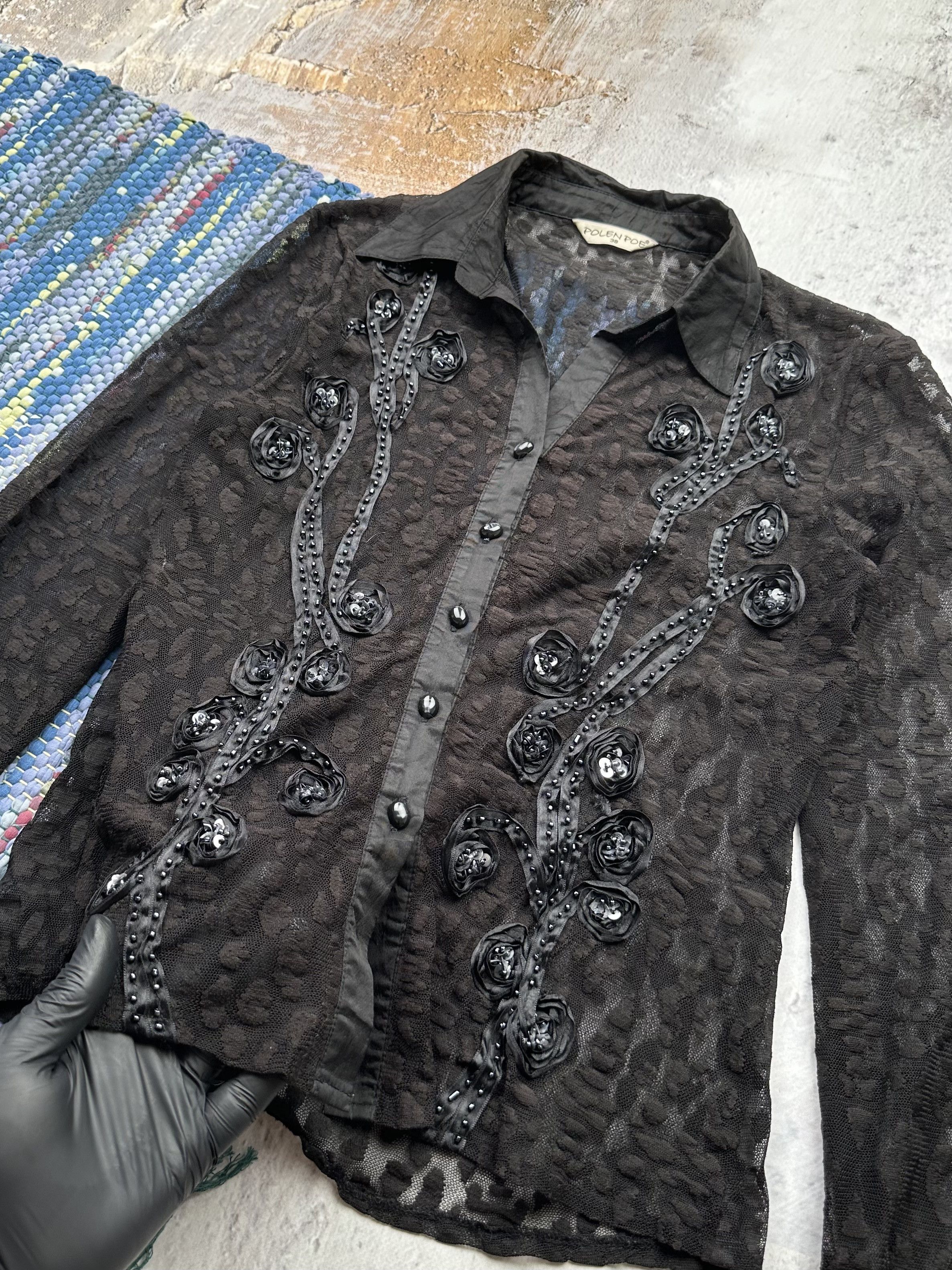 Vintage Vintage Mesh Lace Blouse A133(124) Size M / US 6-8 / IT 42-44 - 4 Thumbnail